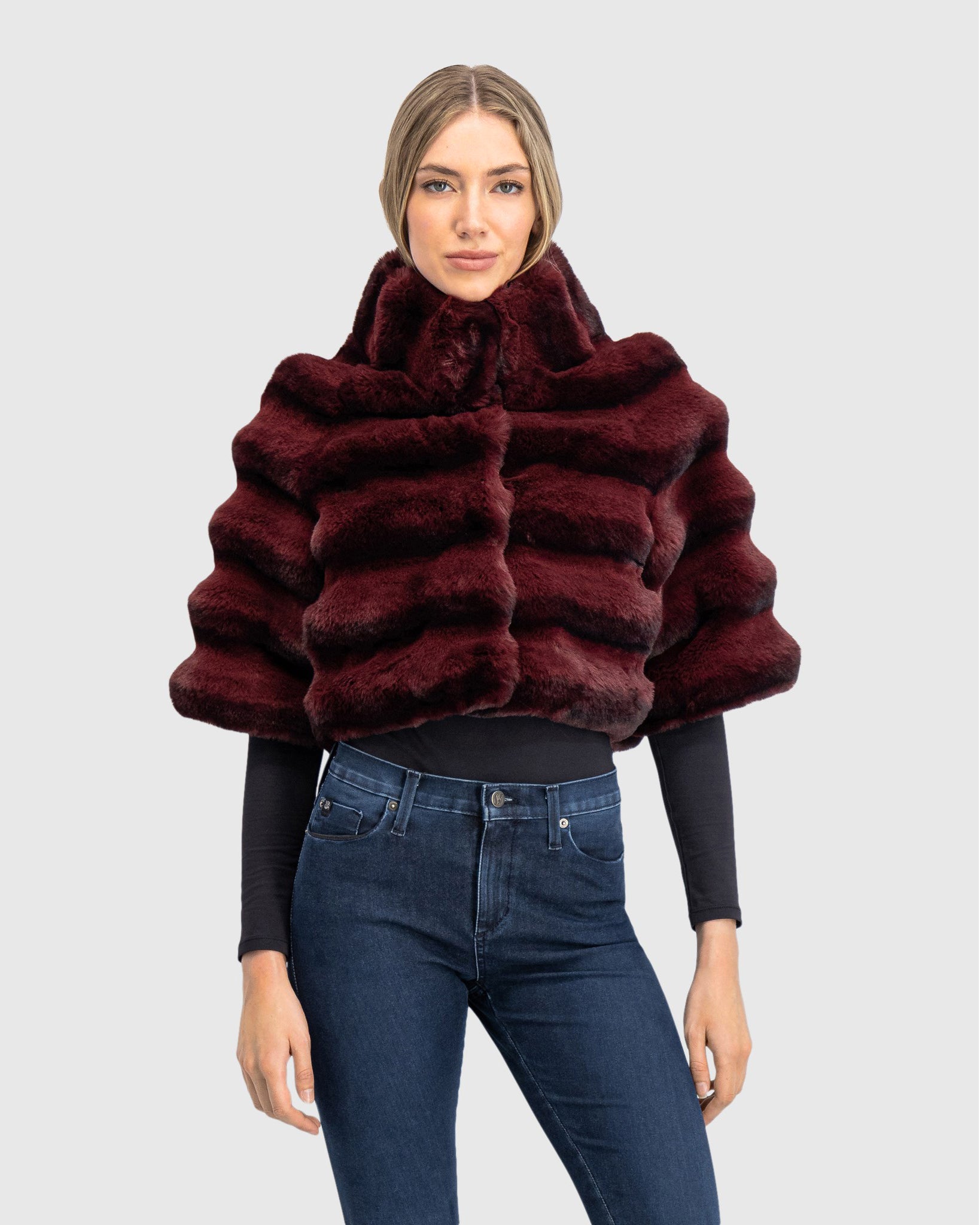 fur free chinchilla faux fur bolero