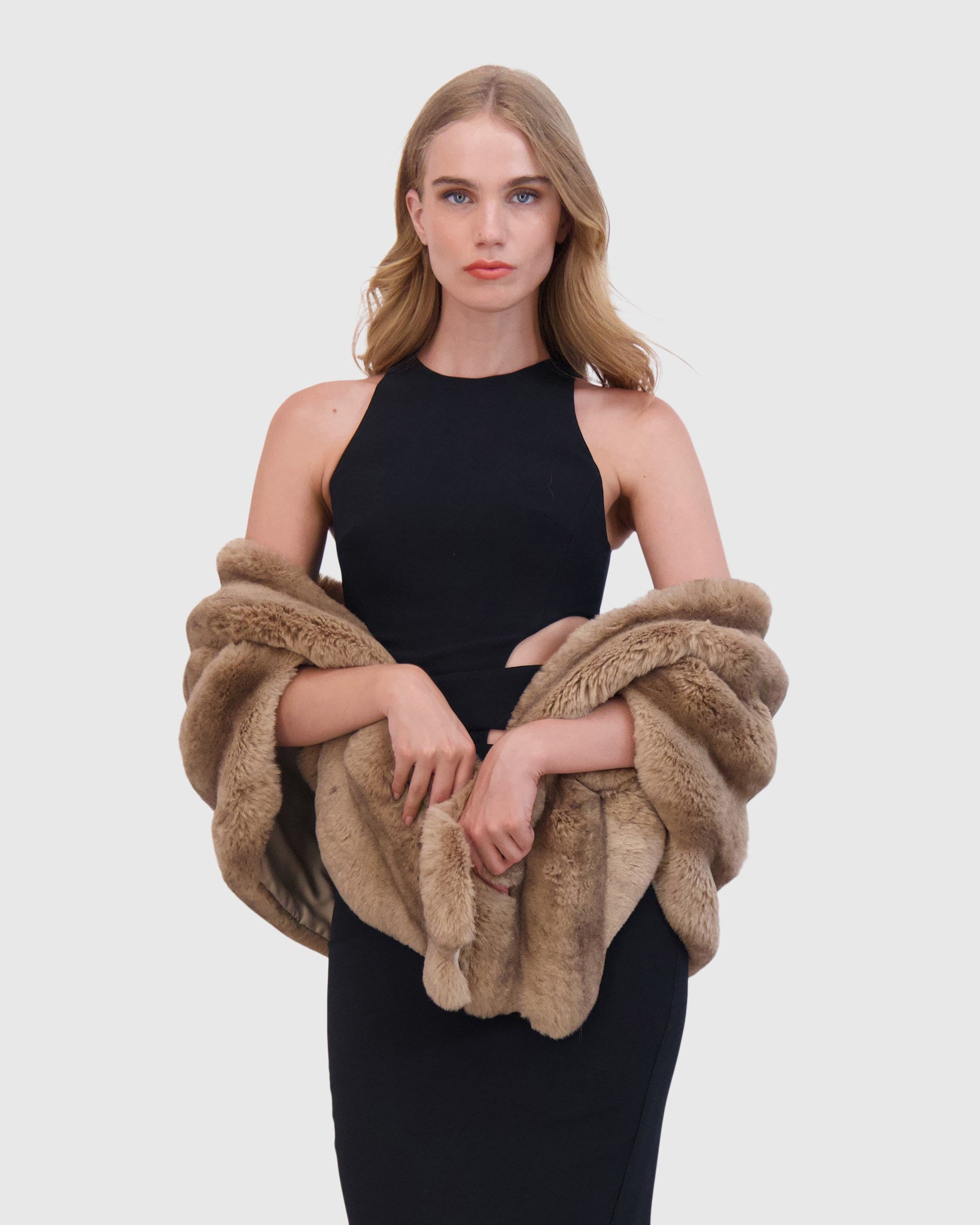 fur free chinchilla faux fur stole