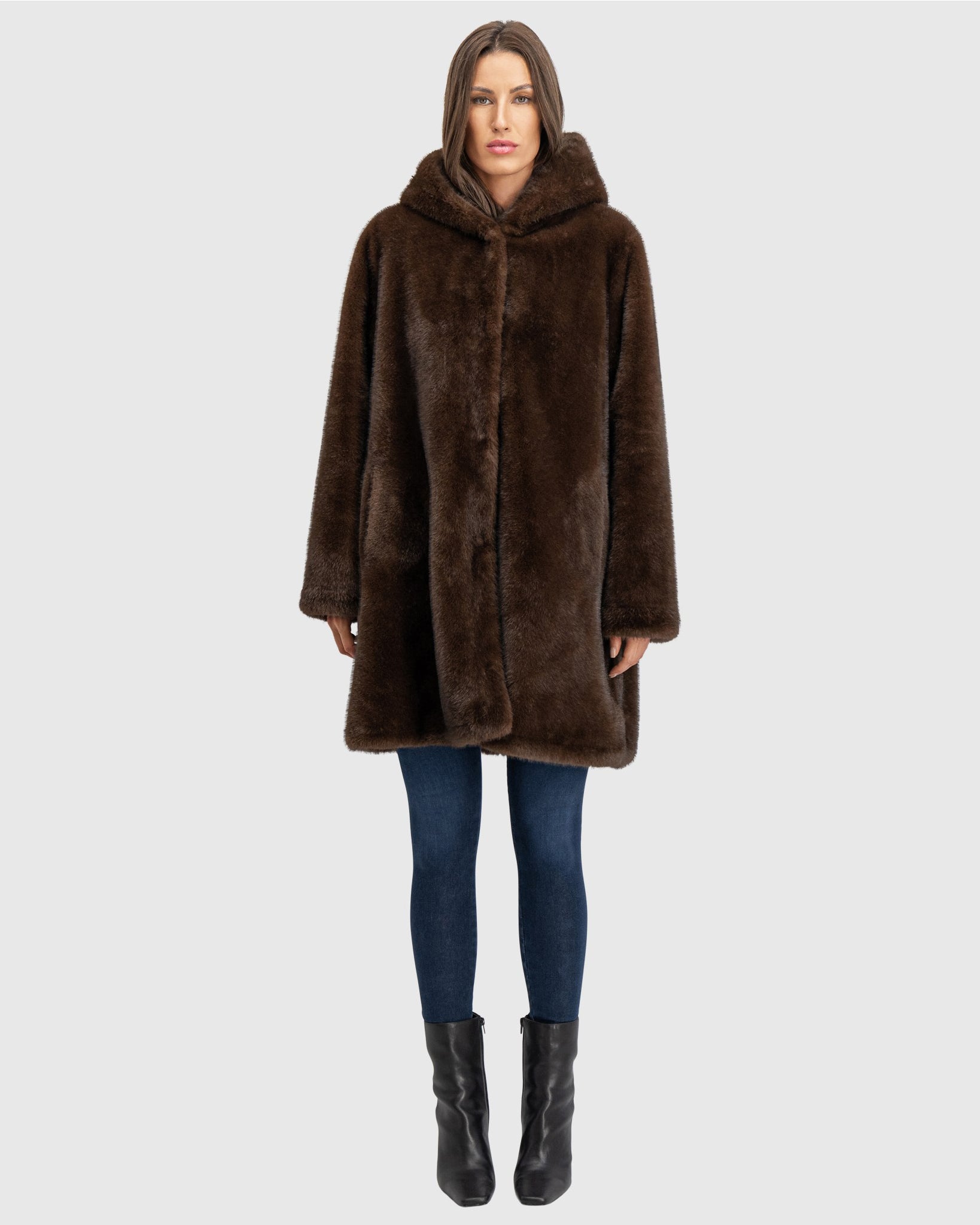 FUR-FREE MINK (FAUX FUR) REVERSIBLE PARKA