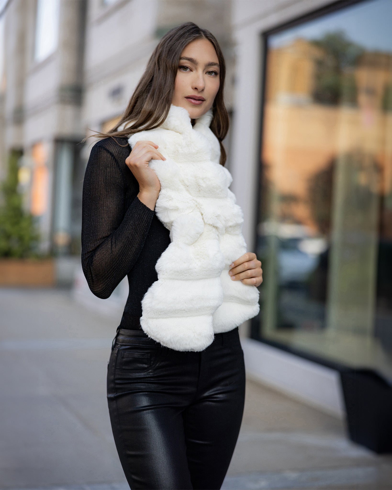 FUR-FREE CHINCHILLA (FAUX FUR) PULL THROUGH SCARF