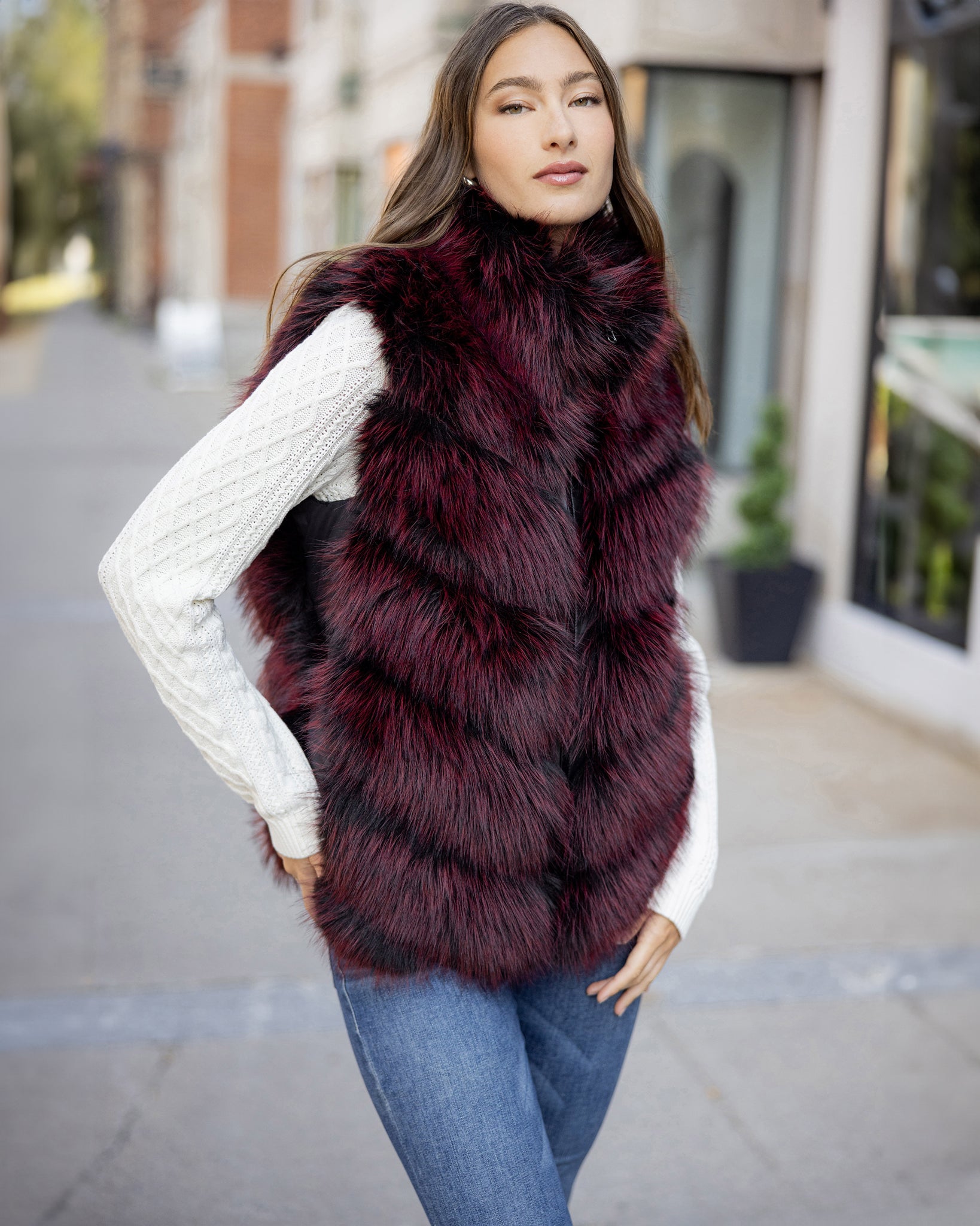 FUR-FREE FOX (FAUX FUR) REVERSIBLE VEST
