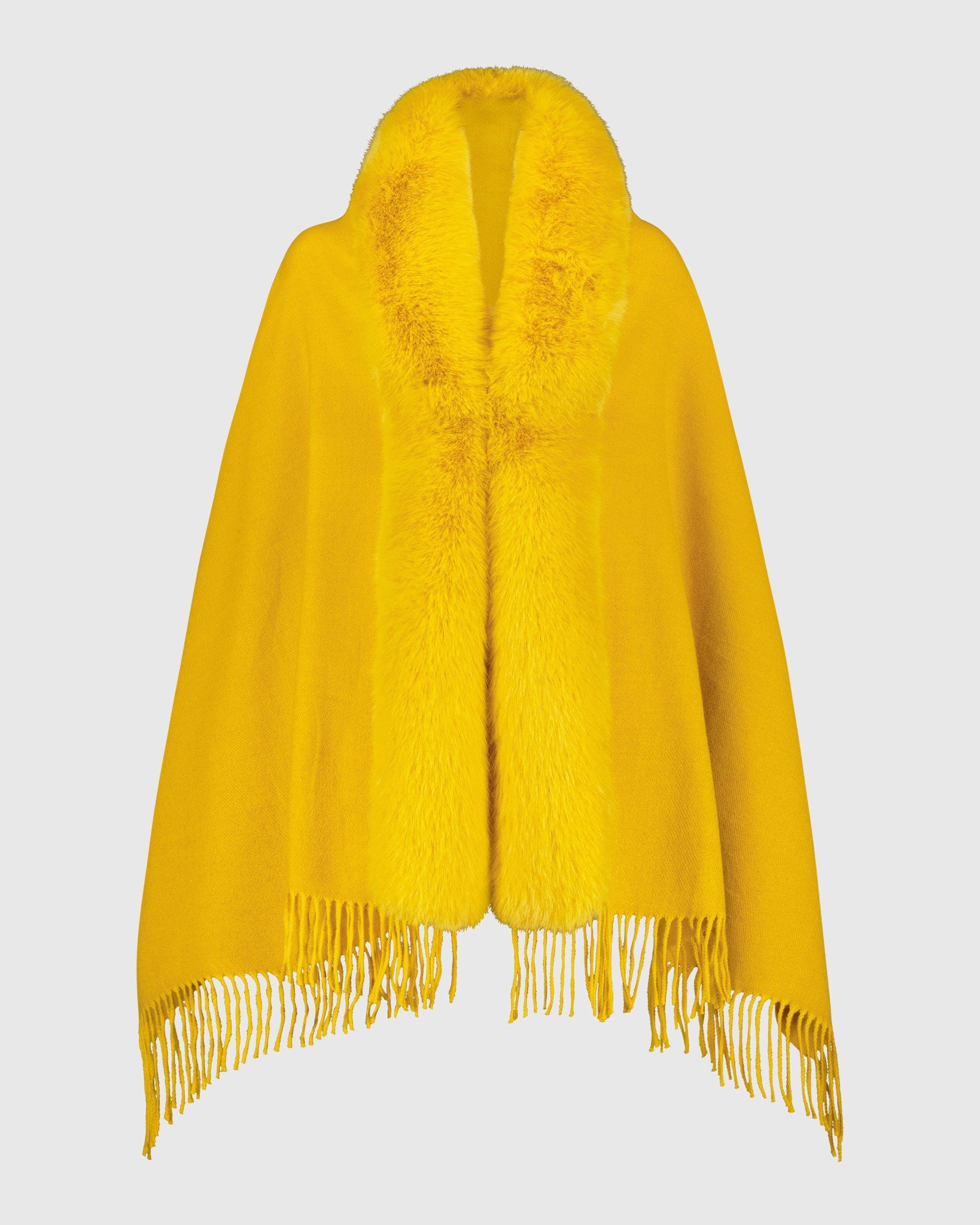 CAPE WITH FUR-FREE FOX (FAUX FUR) TRIM