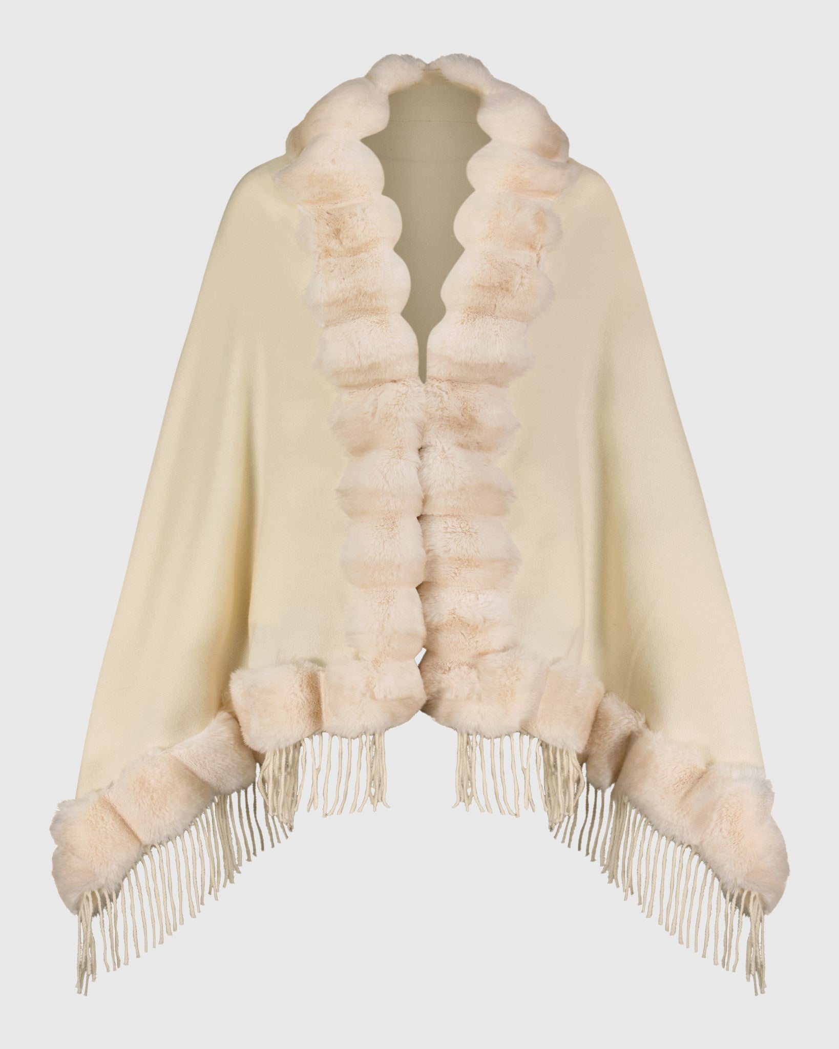 CAPE WITH FUR-FREE CHINCHILLA (FAUX FUR) TRIM