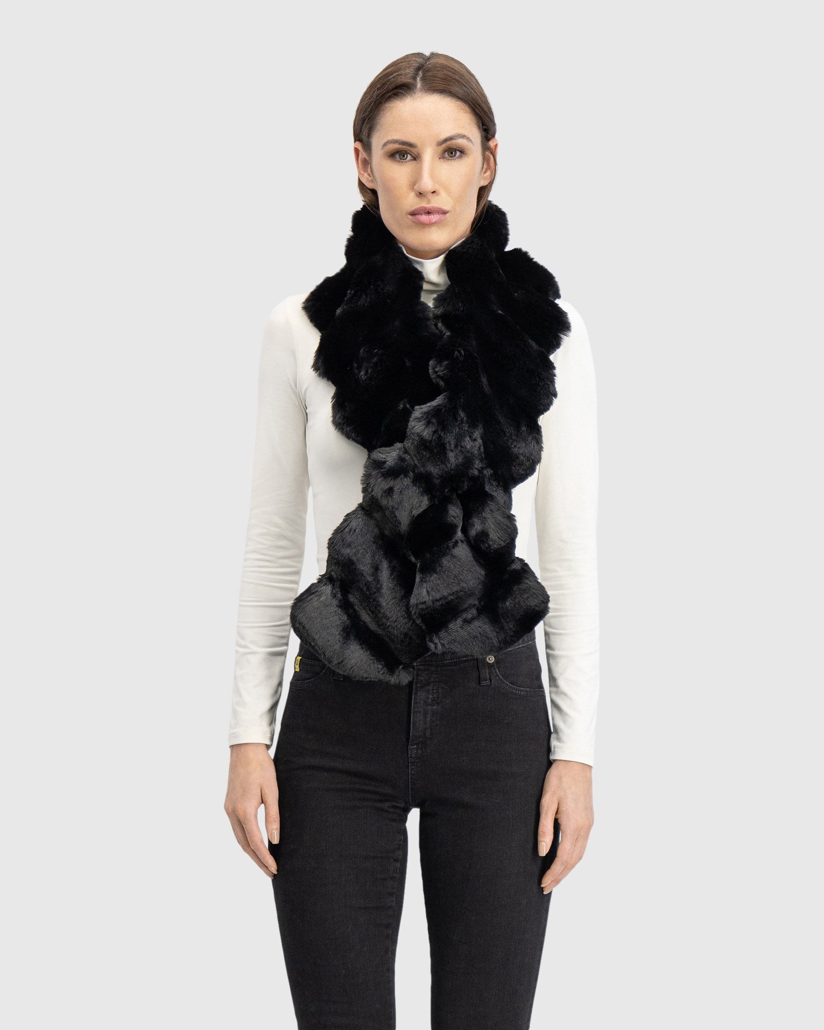 FUR-FREE CHINCHILLA (FAUX FUR) PULL THROUGH SCARF