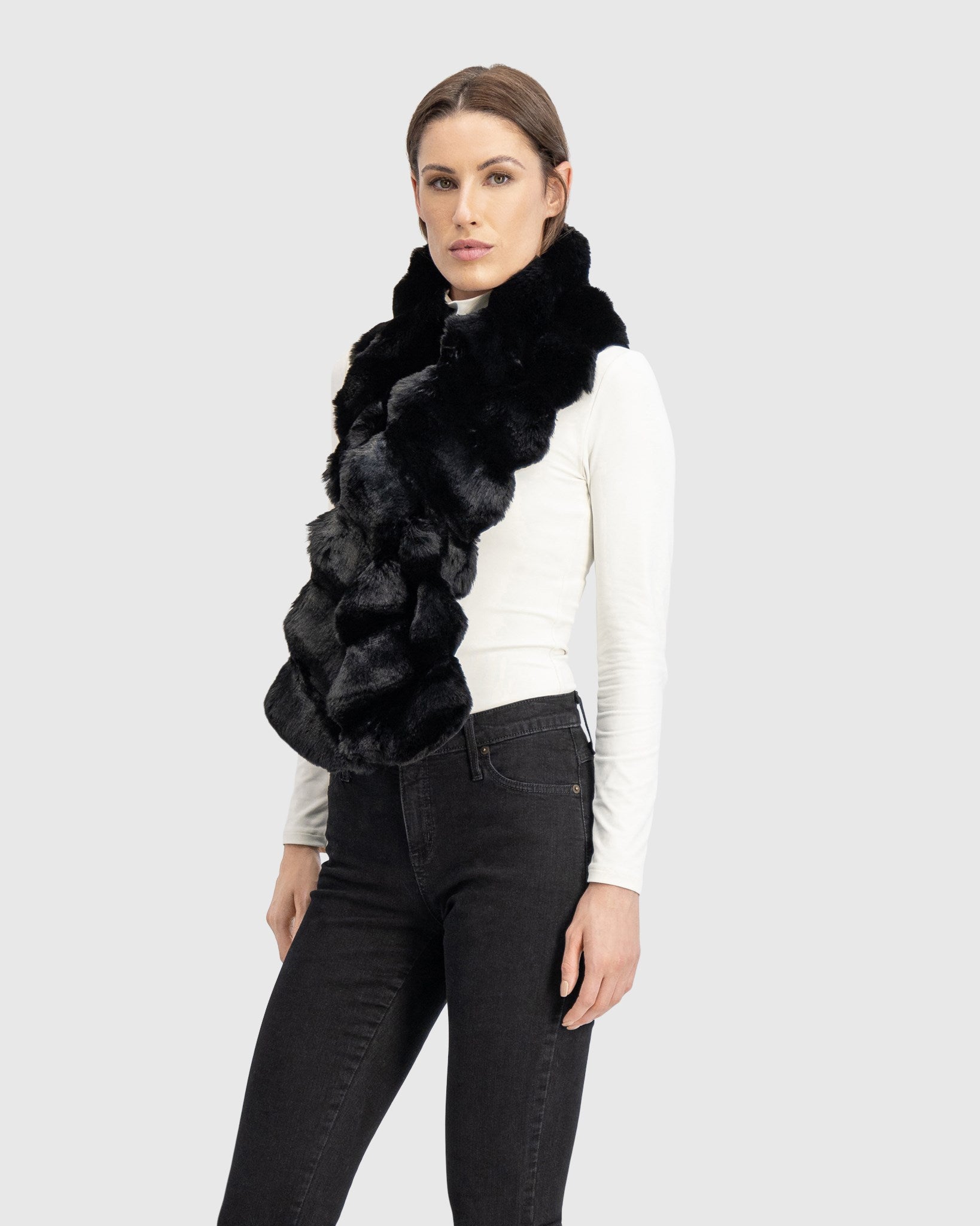 FUR-FREE CHINCHILLA (FAUX FUR) PULL THROUGH SCARF