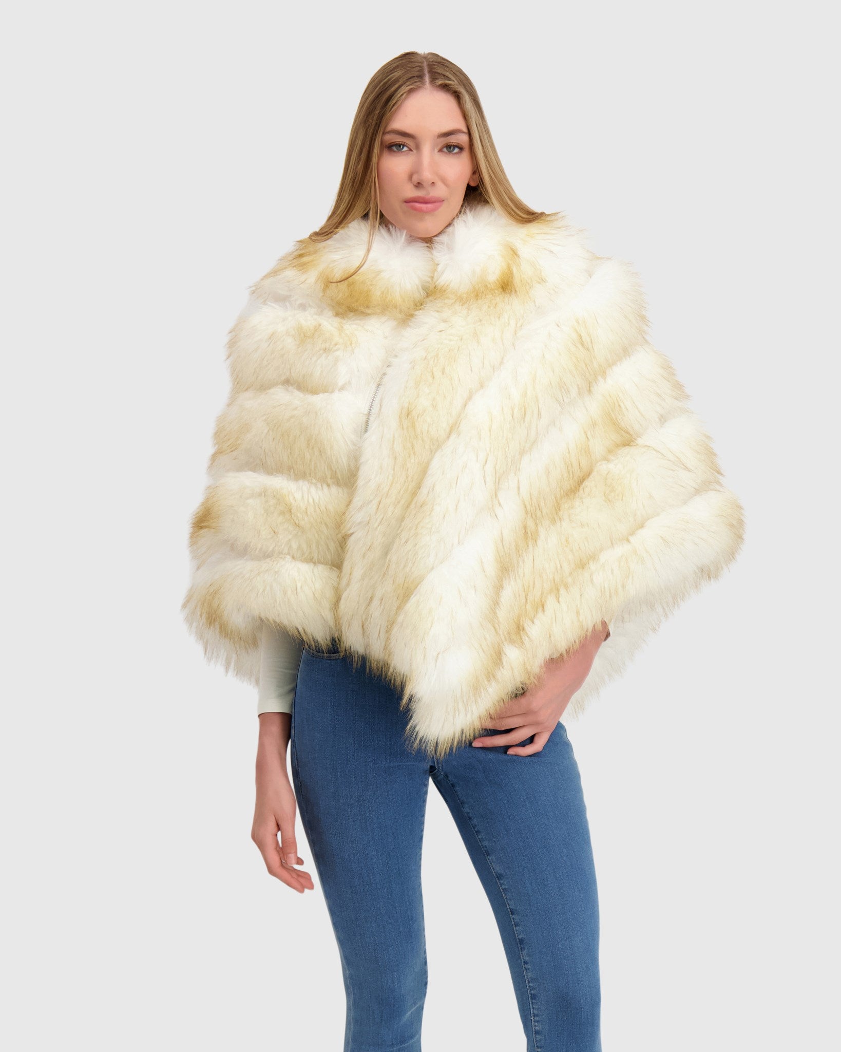 FUR-FREE FOX (FAUX FUR) PONCHO