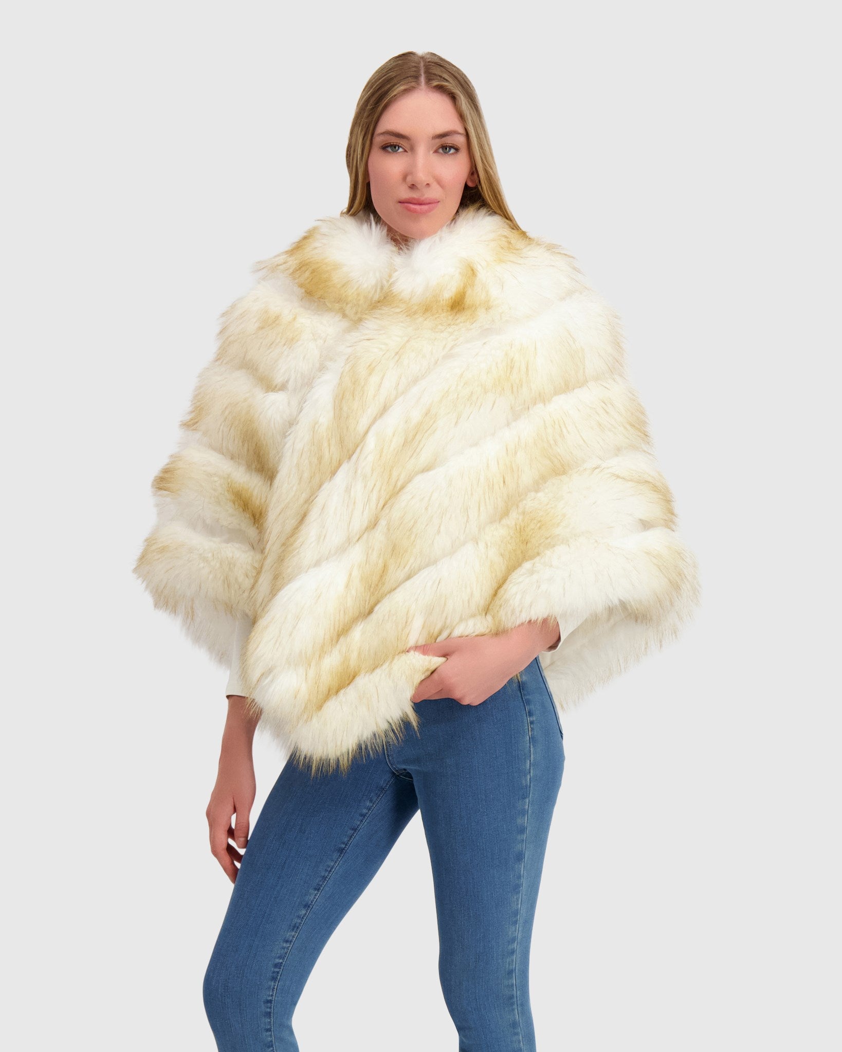 FUR-FREE FOX (FAUX FUR) PONCHO