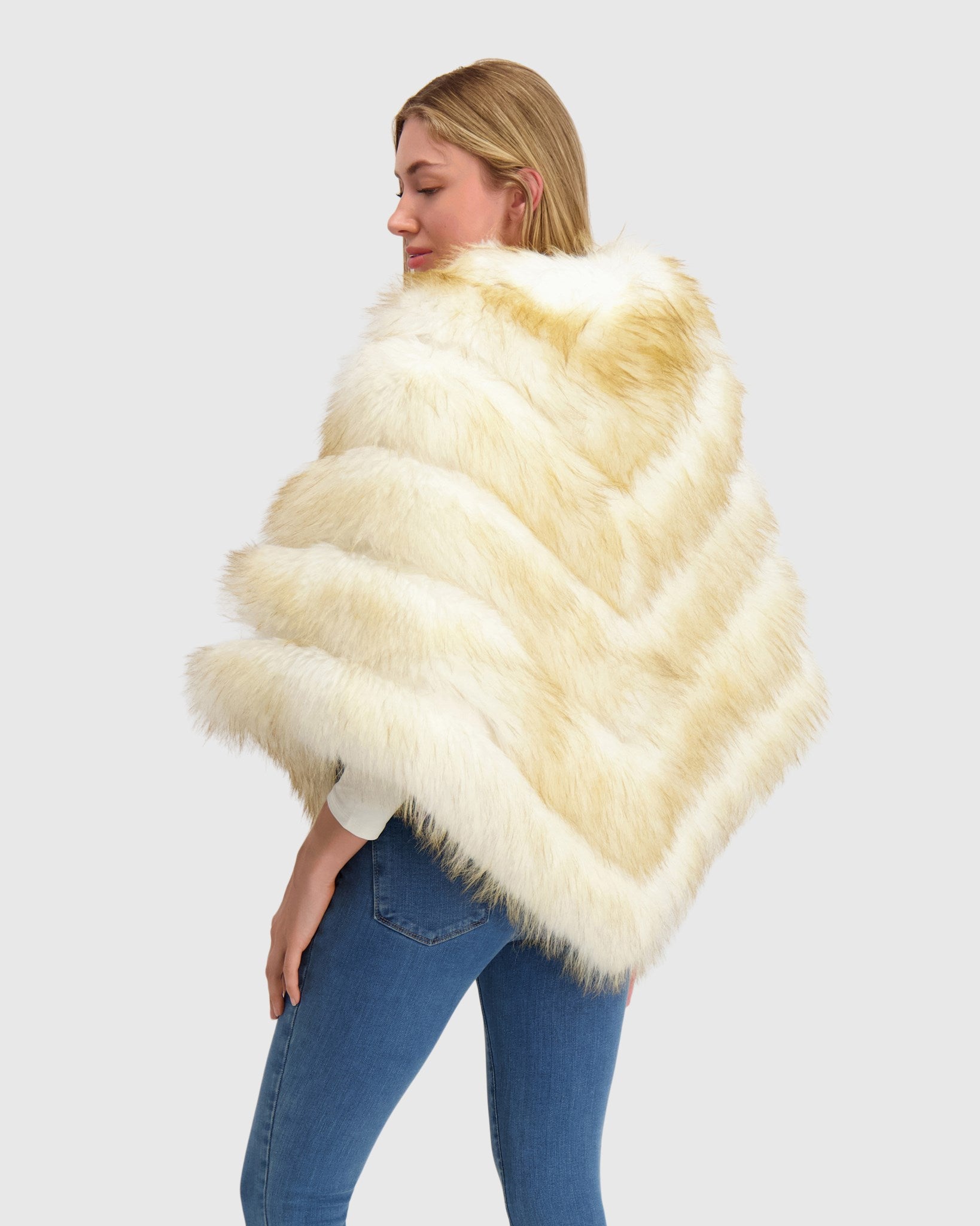 FUR-FREE FOX (FAUX FUR) PONCHO