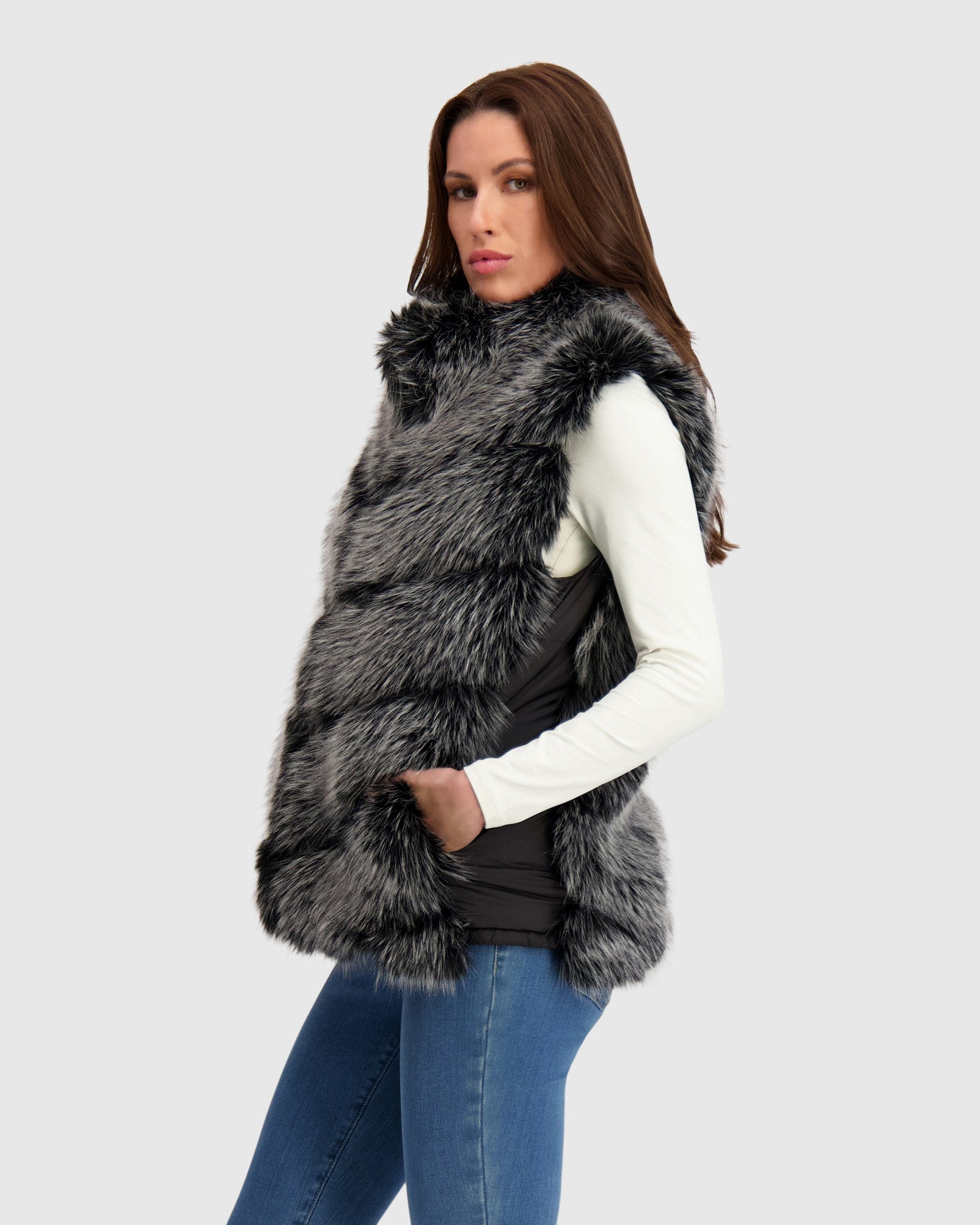 FUR-FREE FOX (FAUX FUR) REVERSIBLE VEST