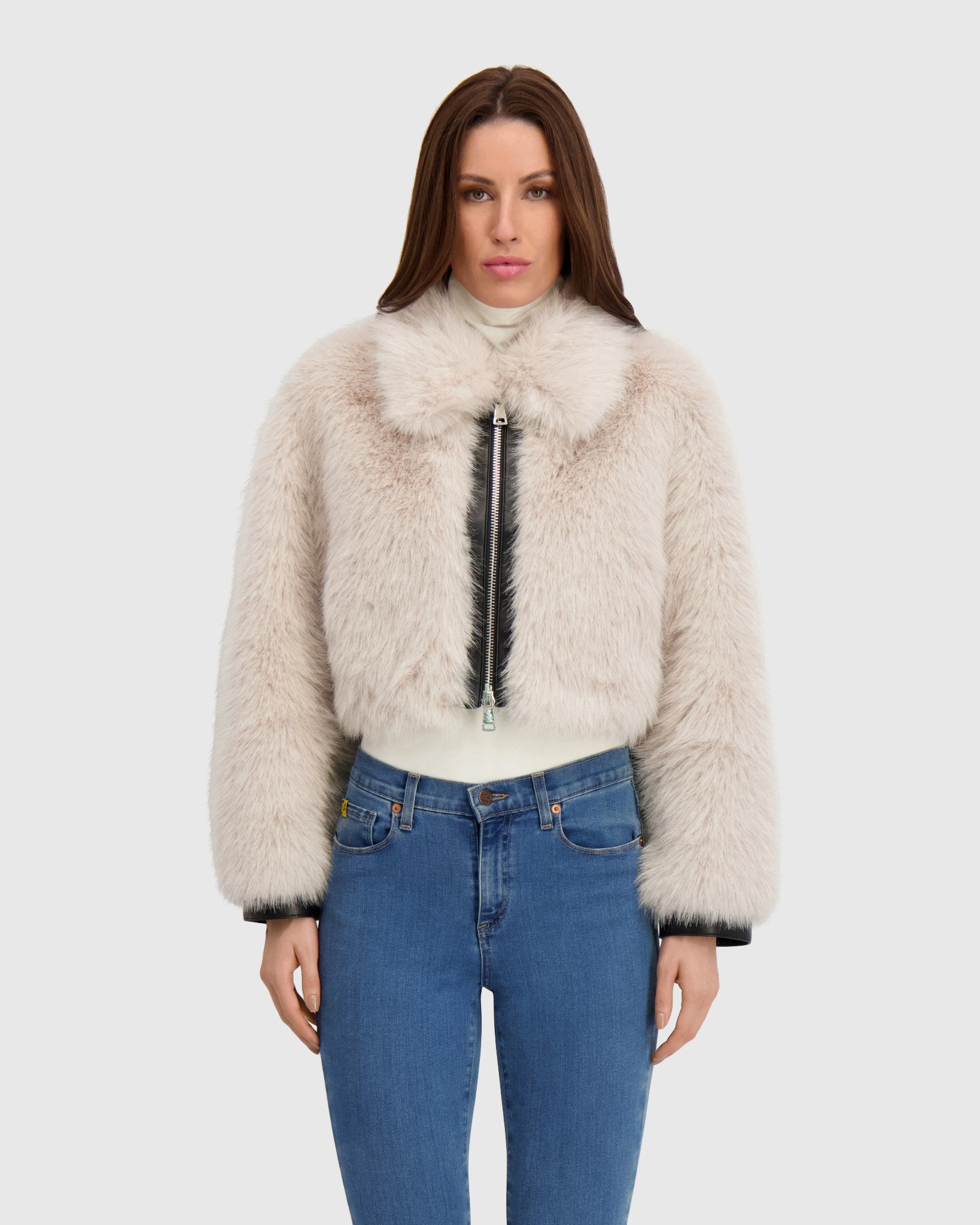 FUR-FREE FOX (FAUX FUR) ZIP BOLERO
