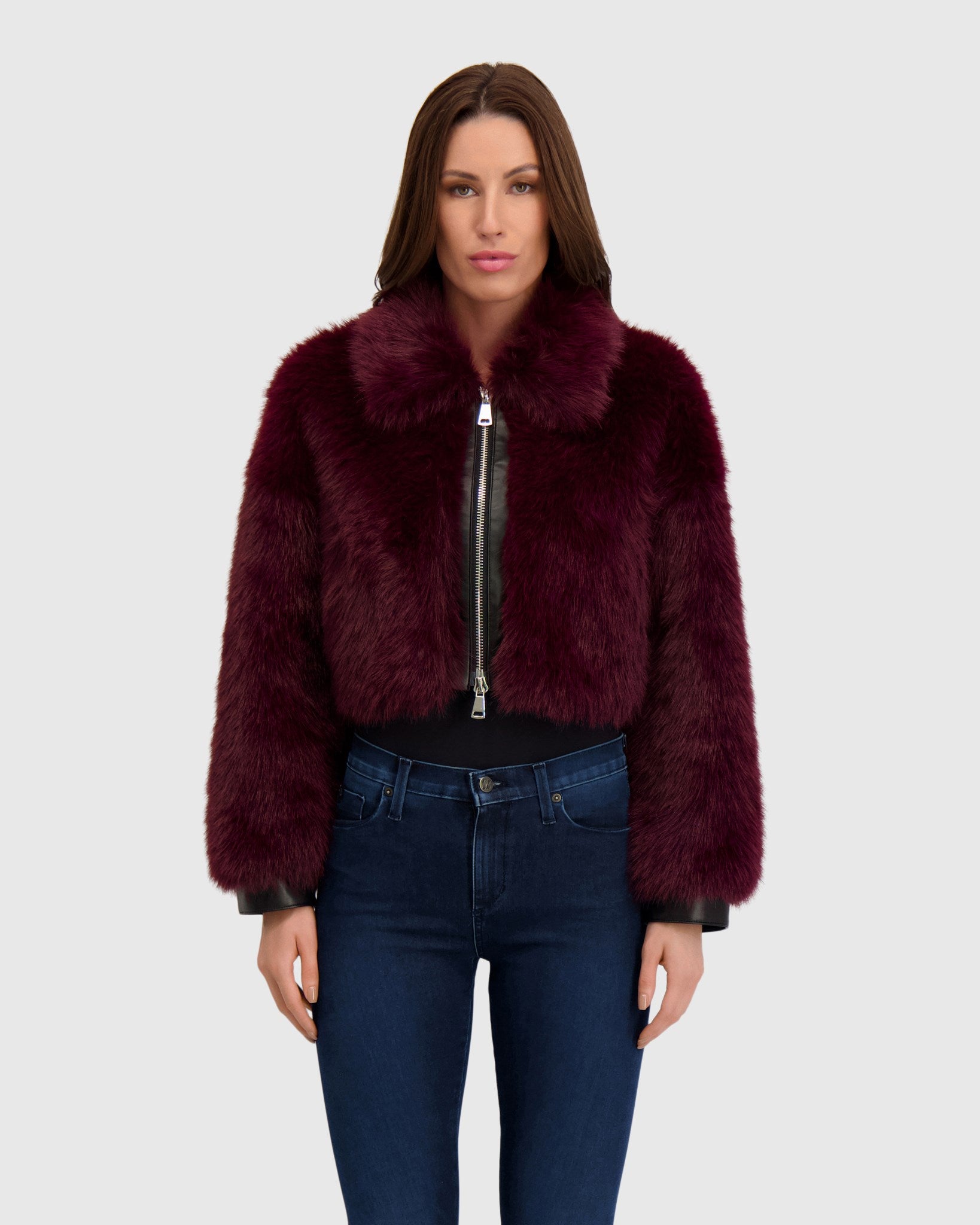 FUR-FREE FOX (FAUX FUR) ZIP BOLERO