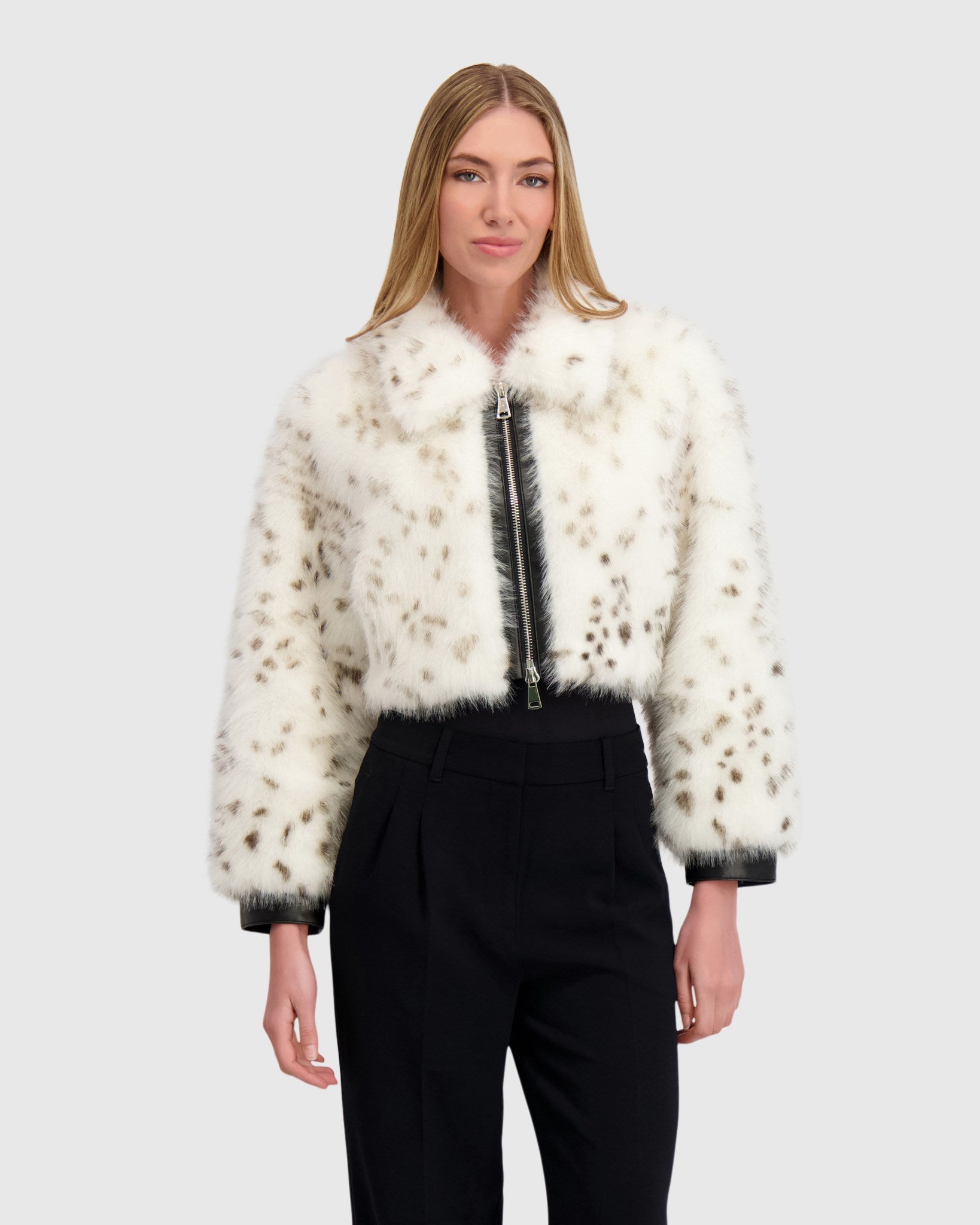 FUR-FREE FOX (FAUX FUR) ZIP BOLERO