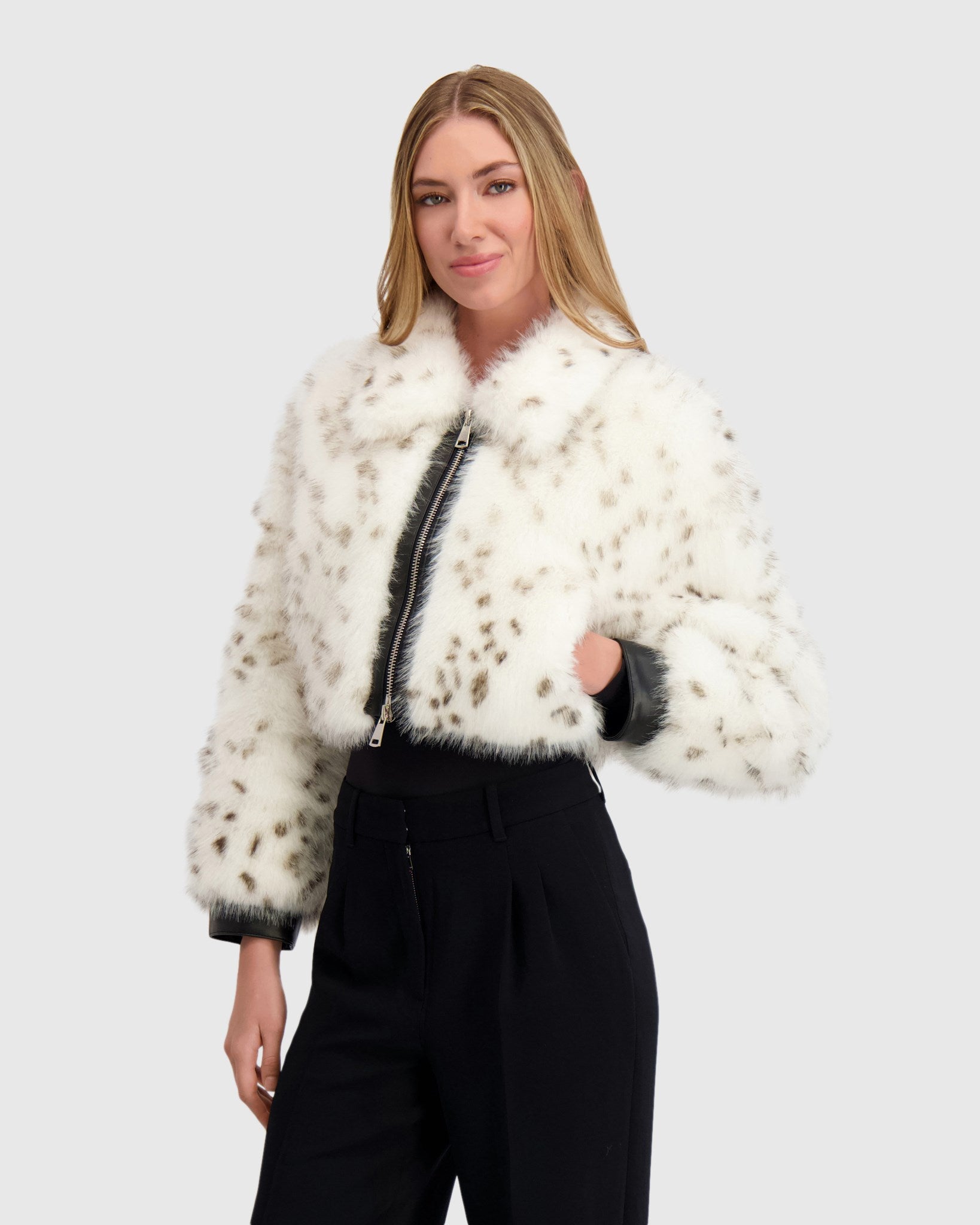 FUR-FREE FOX (FAUX FUR) ZIP BOLERO