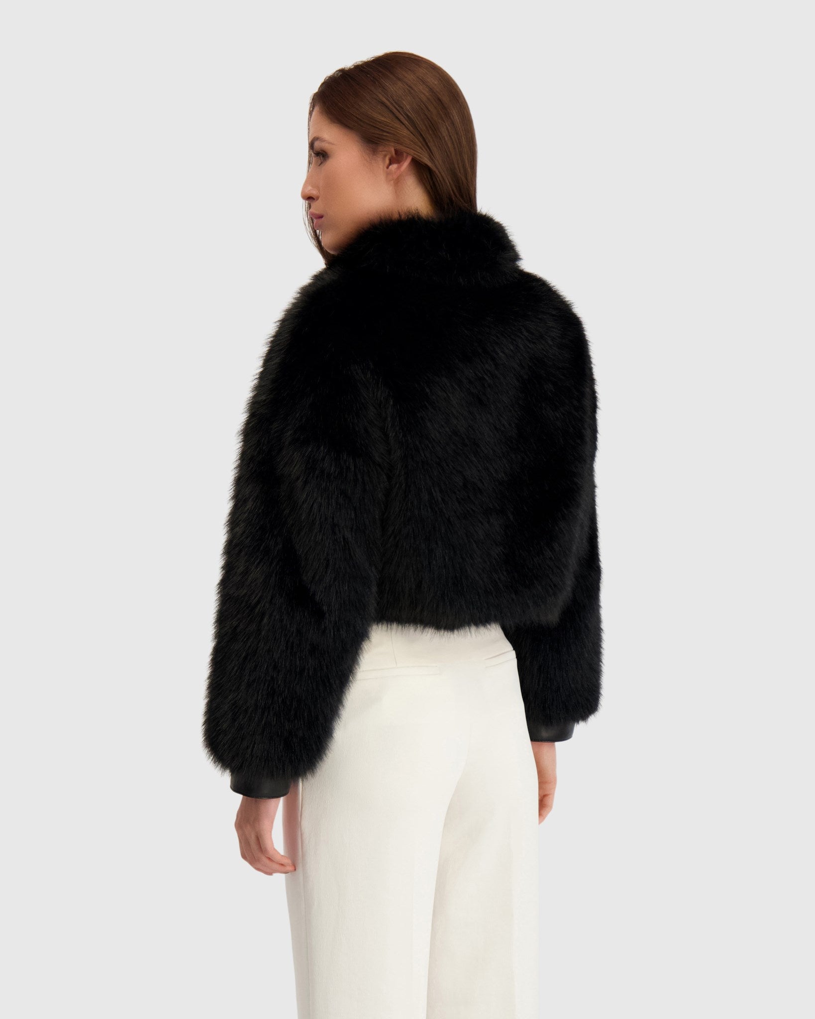 FUR-FREE FOX (FAUX FUR) ZIP BOLERO