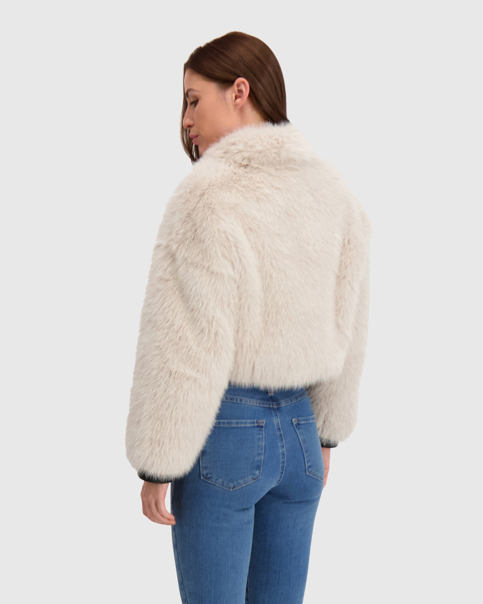 FUR-FREE FOX (FAUX FUR) ZIP BOLERO
