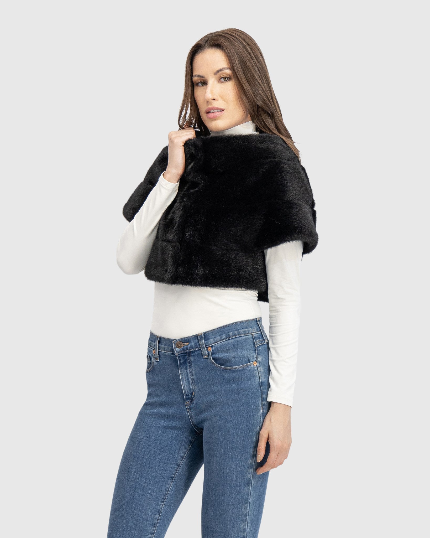 FUR-FREE MINK (FAUX FUR) CAPELET