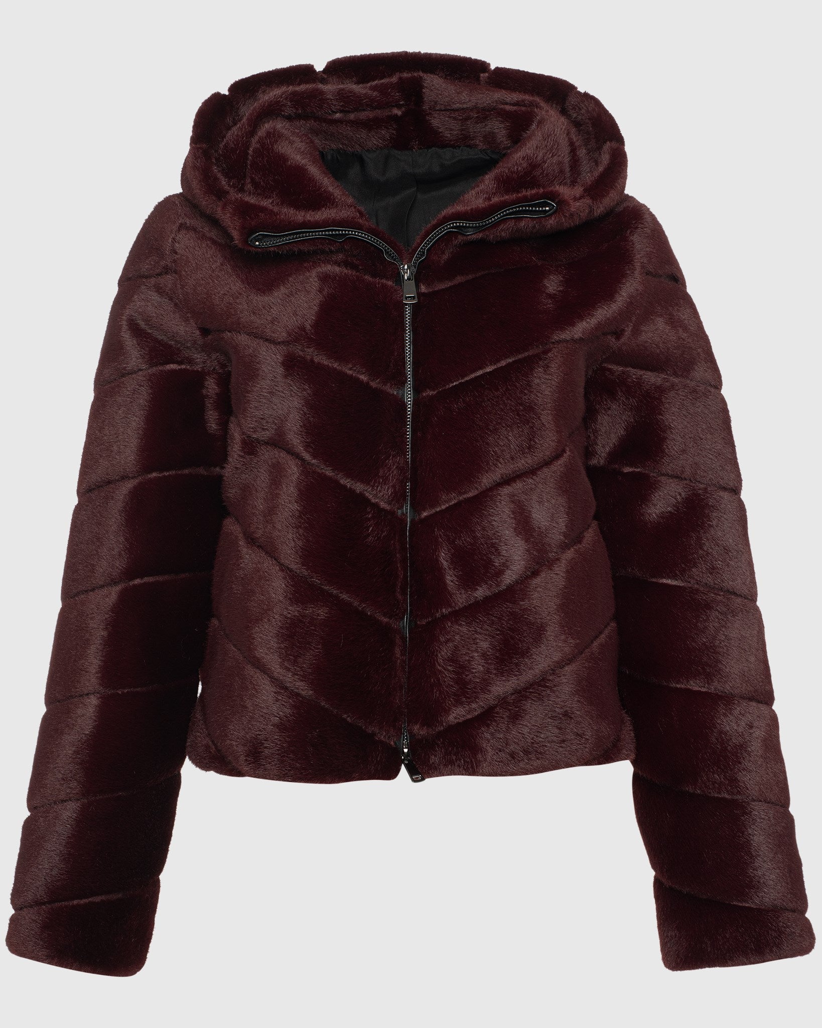 FUR-FREE MINK (FAUX FUR) HOODED JACKET