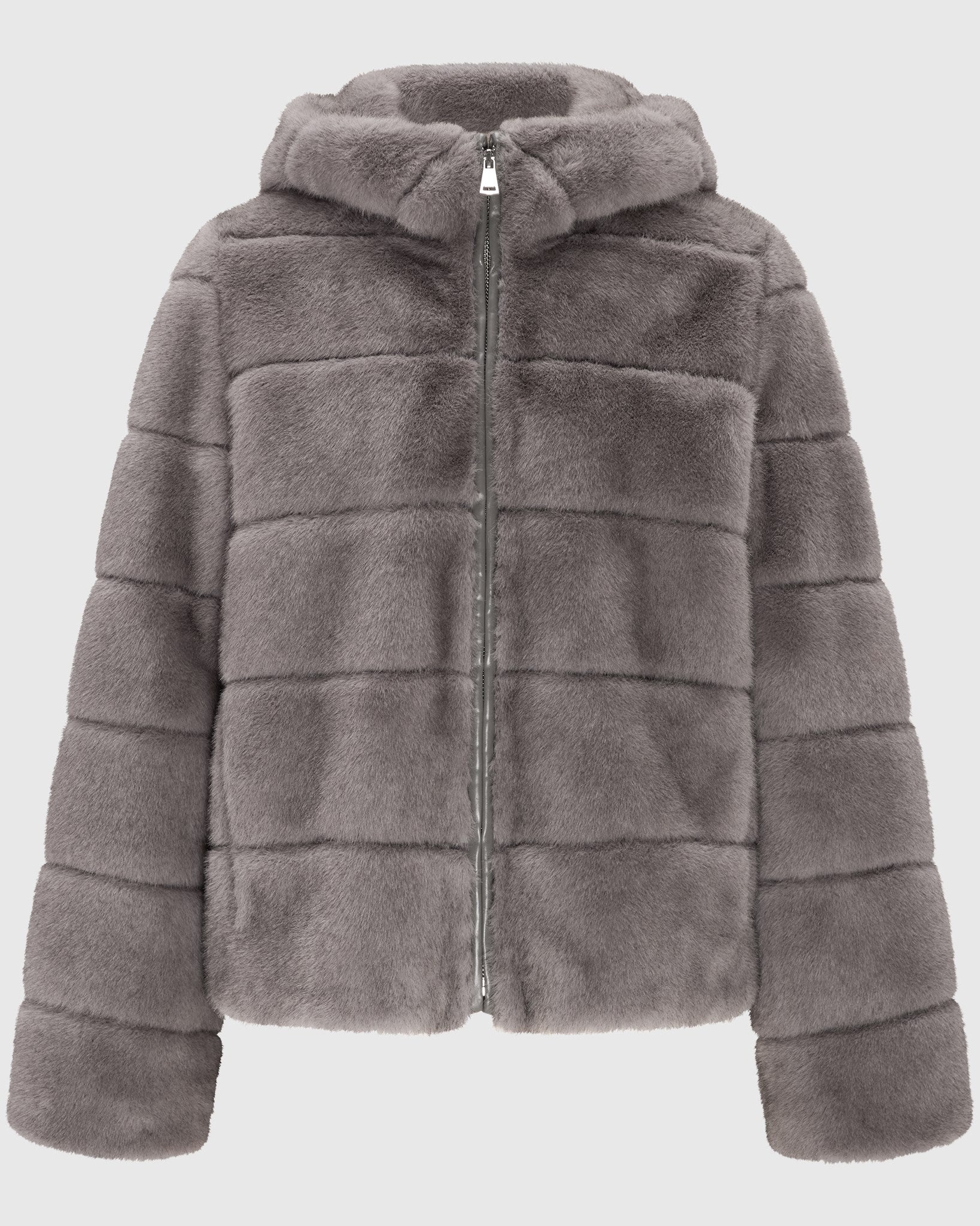 FUR-FREE MINK (FAUX FUR) HOODED JACKET