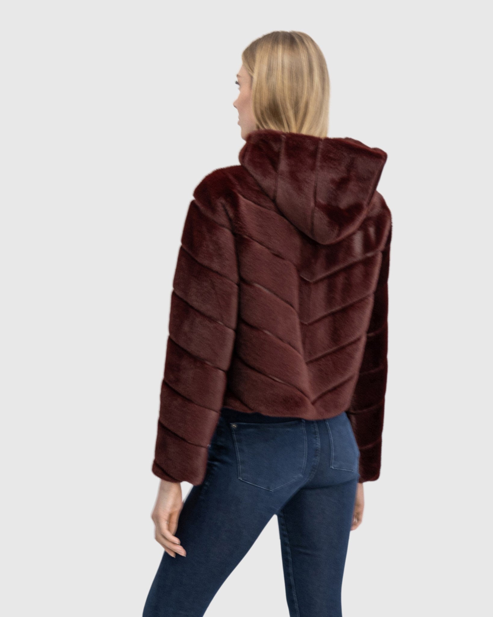 FUR-FREE MINK (FAUX FUR) HOODED JACKET