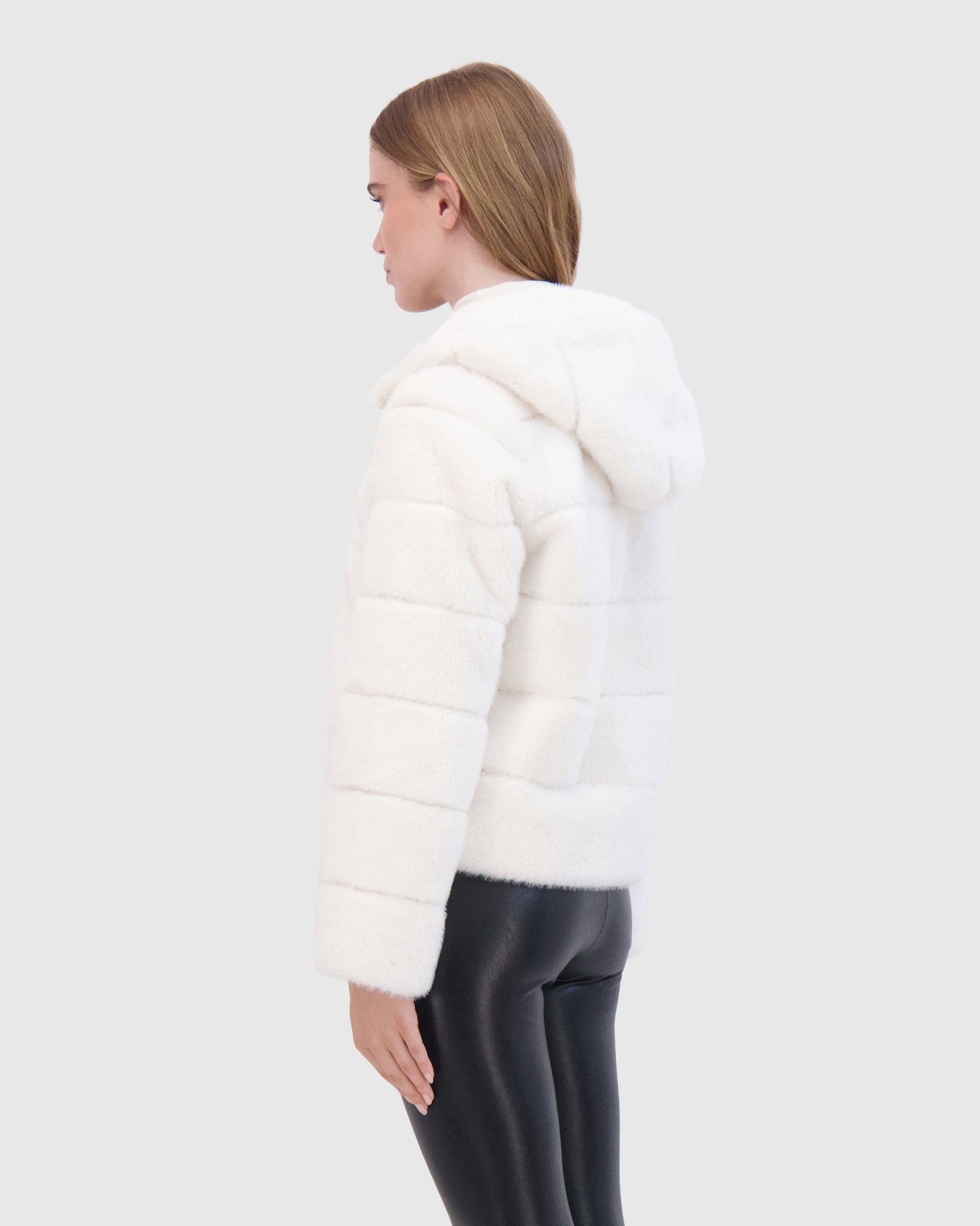 FUR-FREE MINK (FAUX FUR) HOODED JACKET