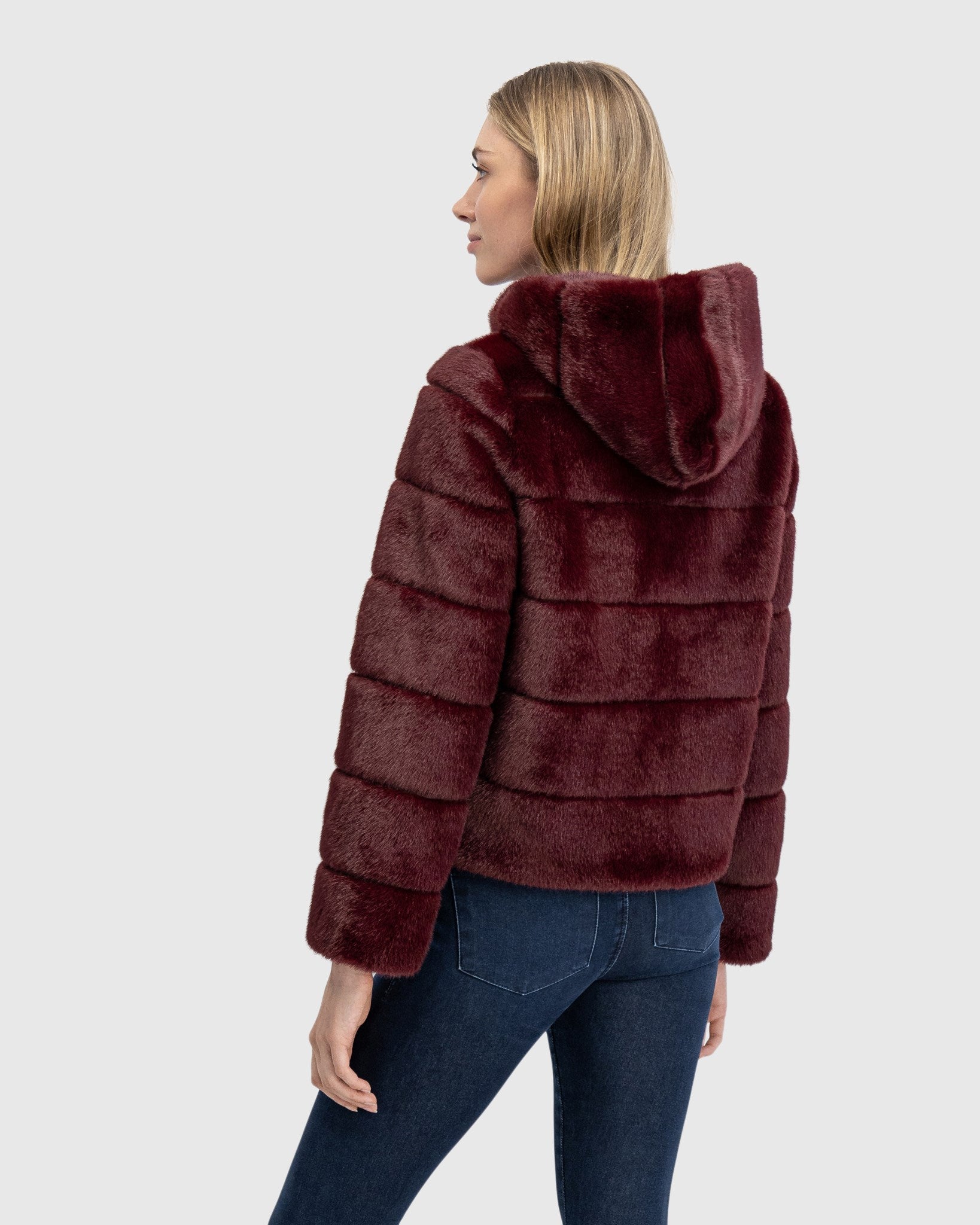 FUR-FREE MINK (FAUX FUR) HOODED JACKET