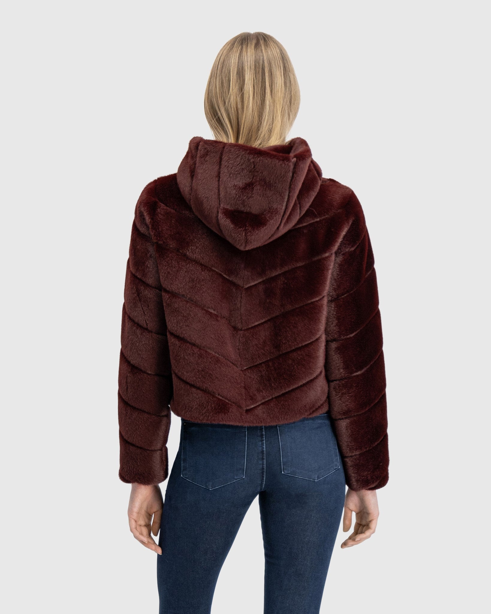 FUR-FREE MINK (FAUX FUR) HOODED JACKET