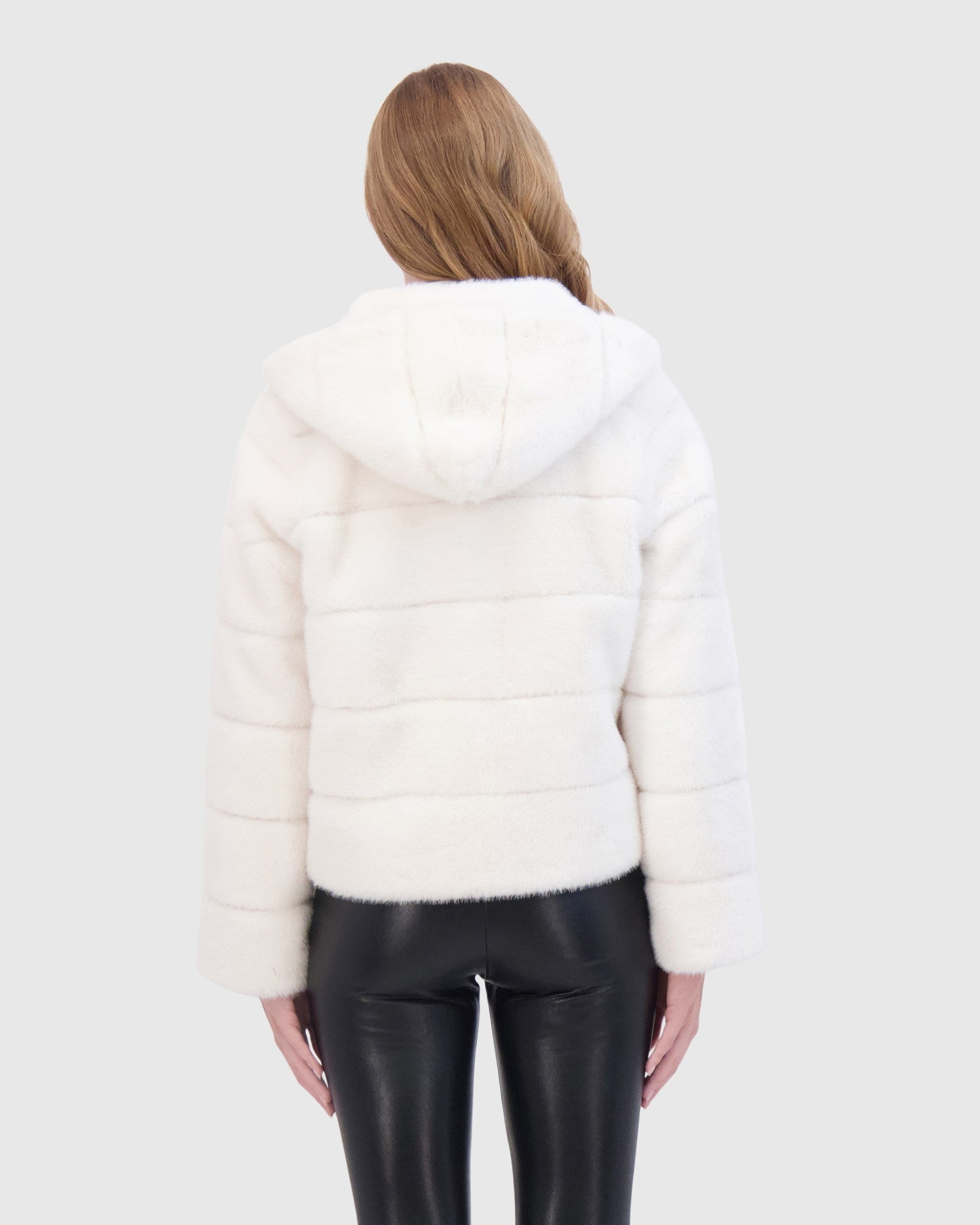 FUR-FREE MINK (FAUX FUR) HOODED JACKET