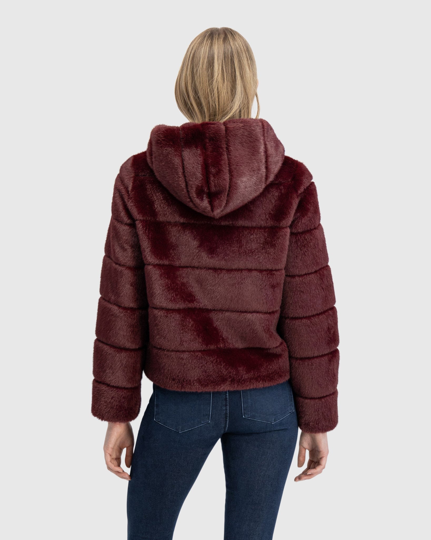 FUR-FREE MINK (FAUX FUR) HOODED JACKET