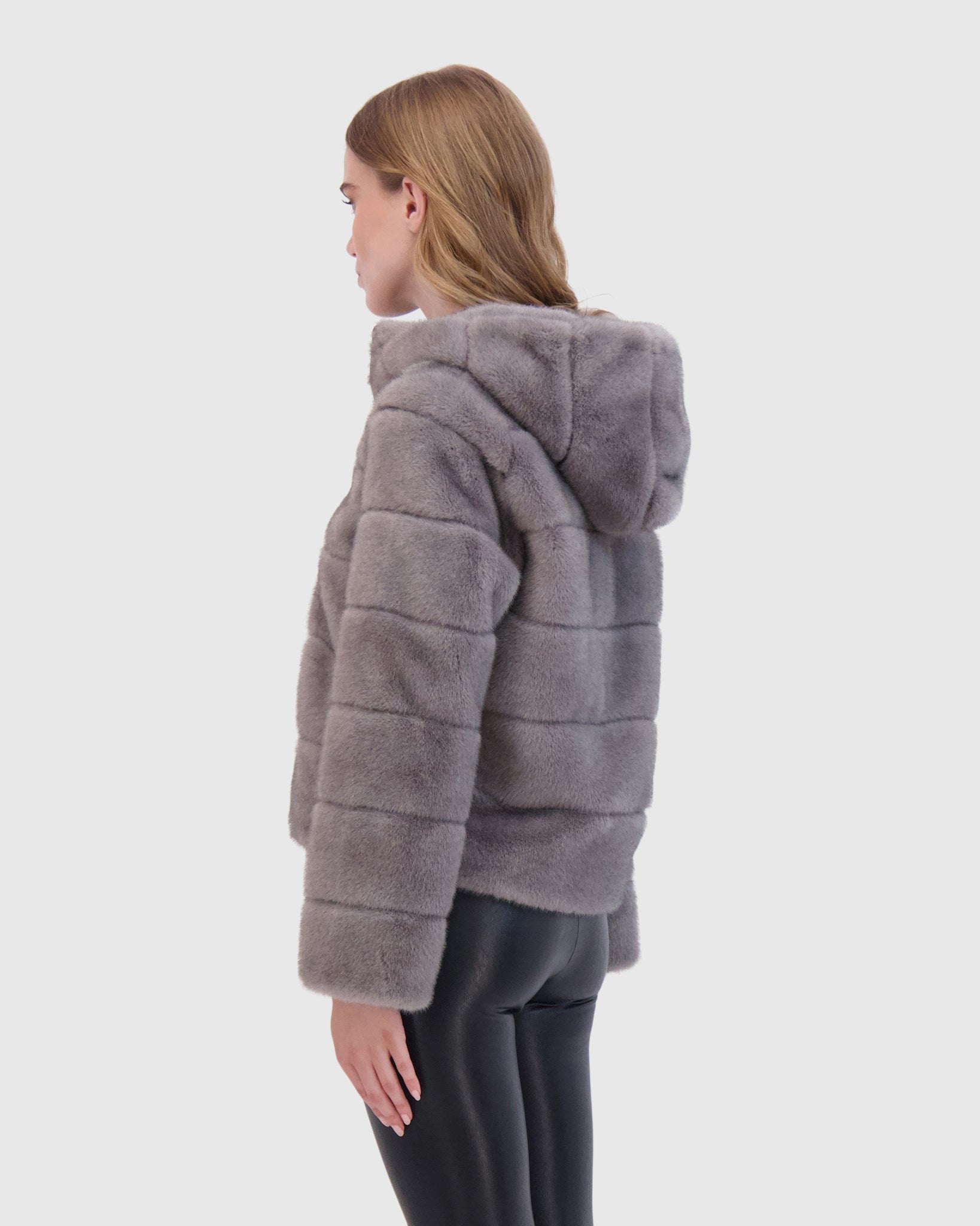 FUR-FREE MINK (FAUX FUR) HOODED JACKET