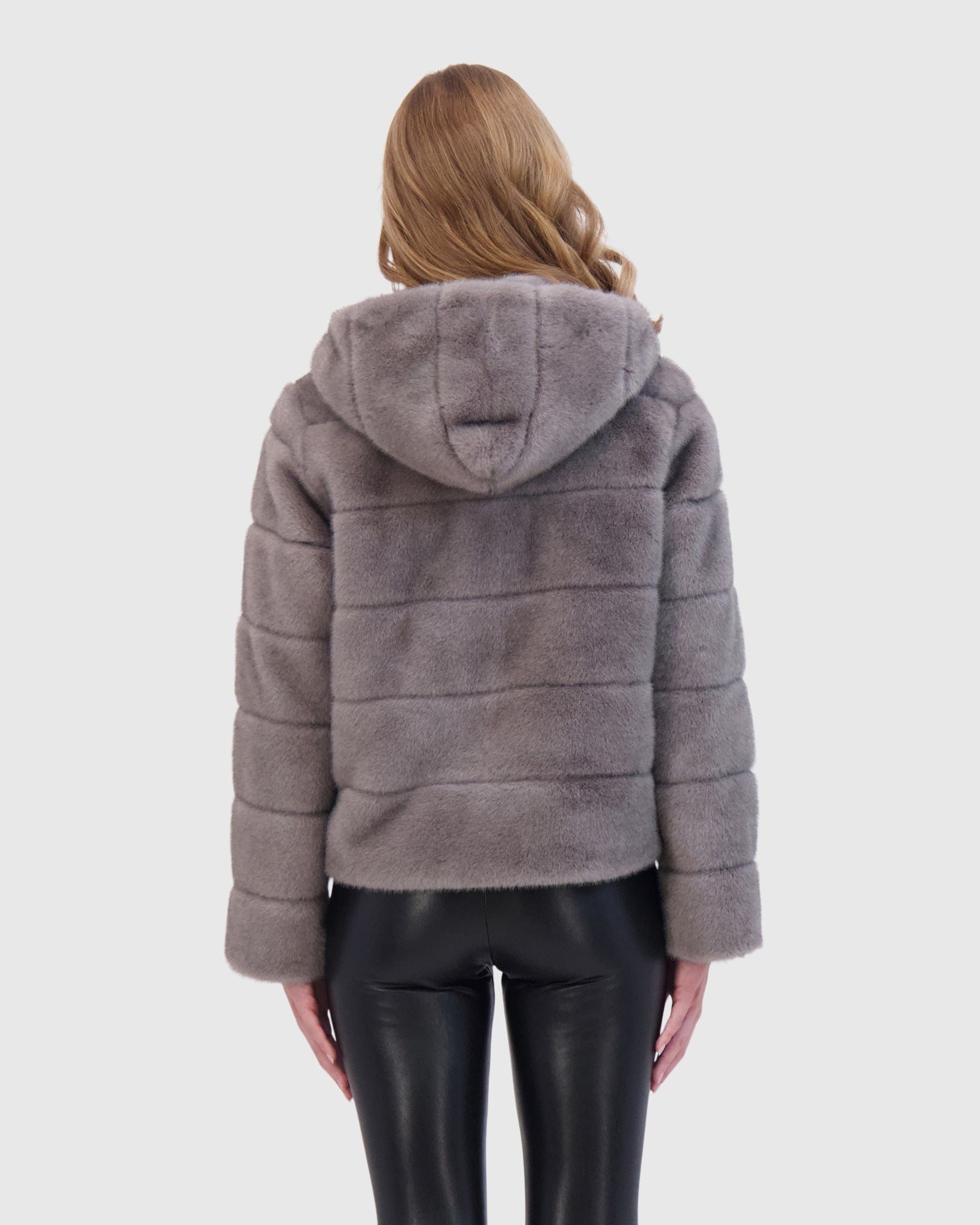 FUR-FREE MINK (FAUX FUR) HOODED JACKET