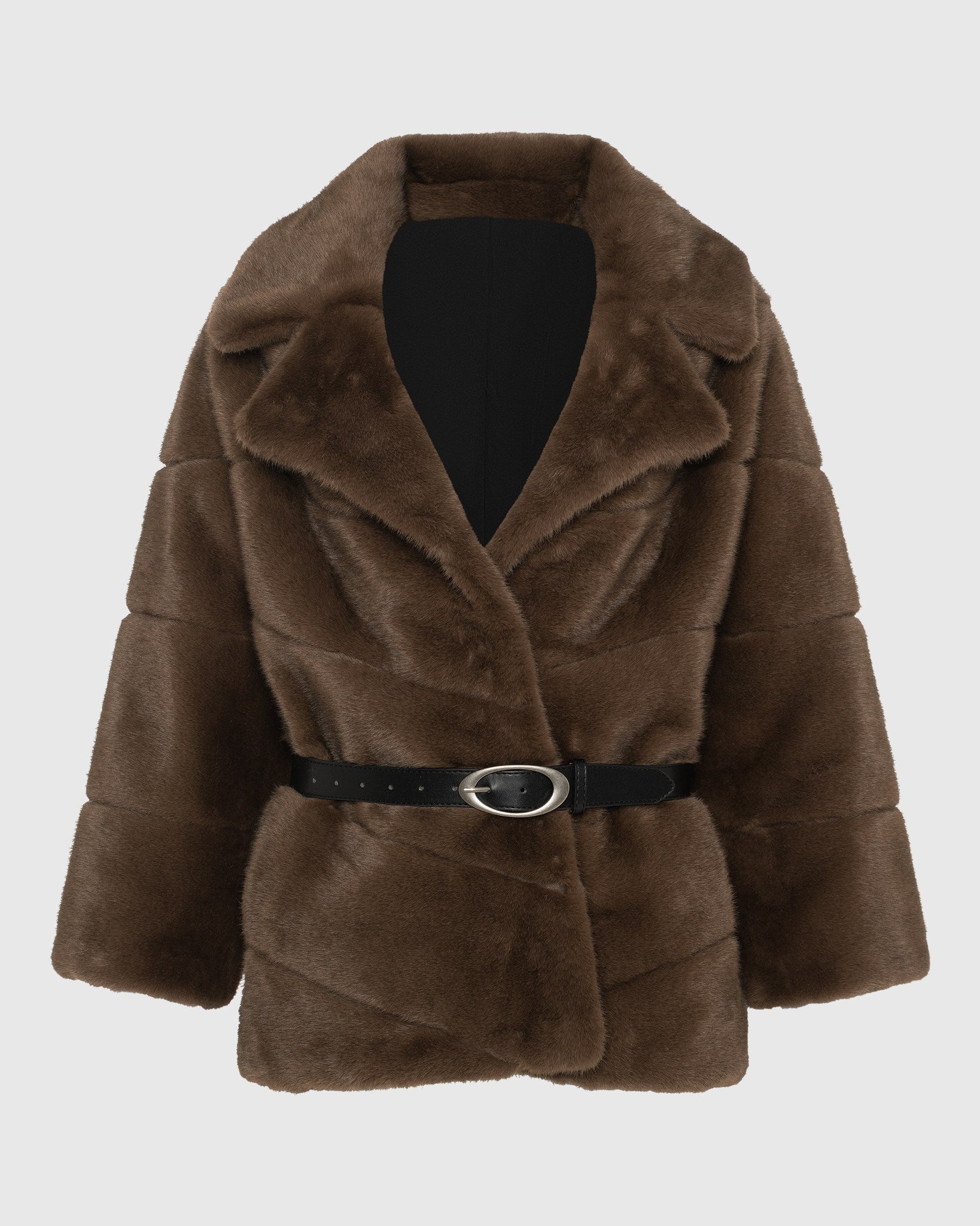 FUR-FREE MINK (FAUX FUR) JACKET, BELT