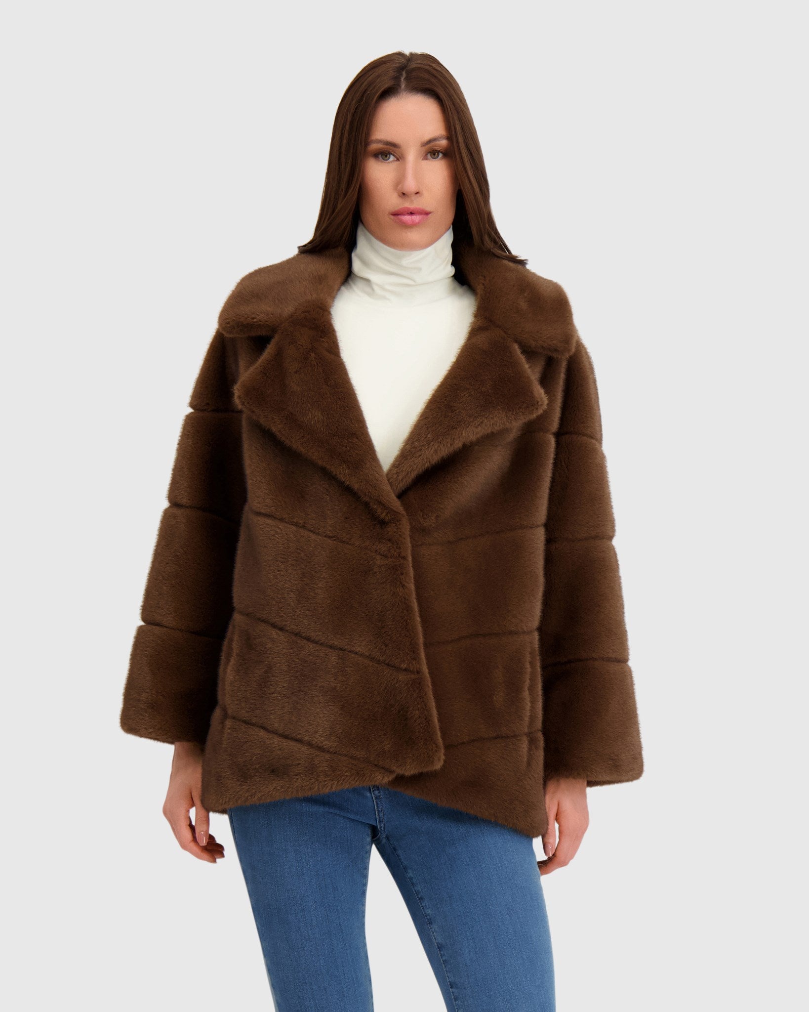 FUR-FREE MINK (FAUX FUR) JACKET, BELT