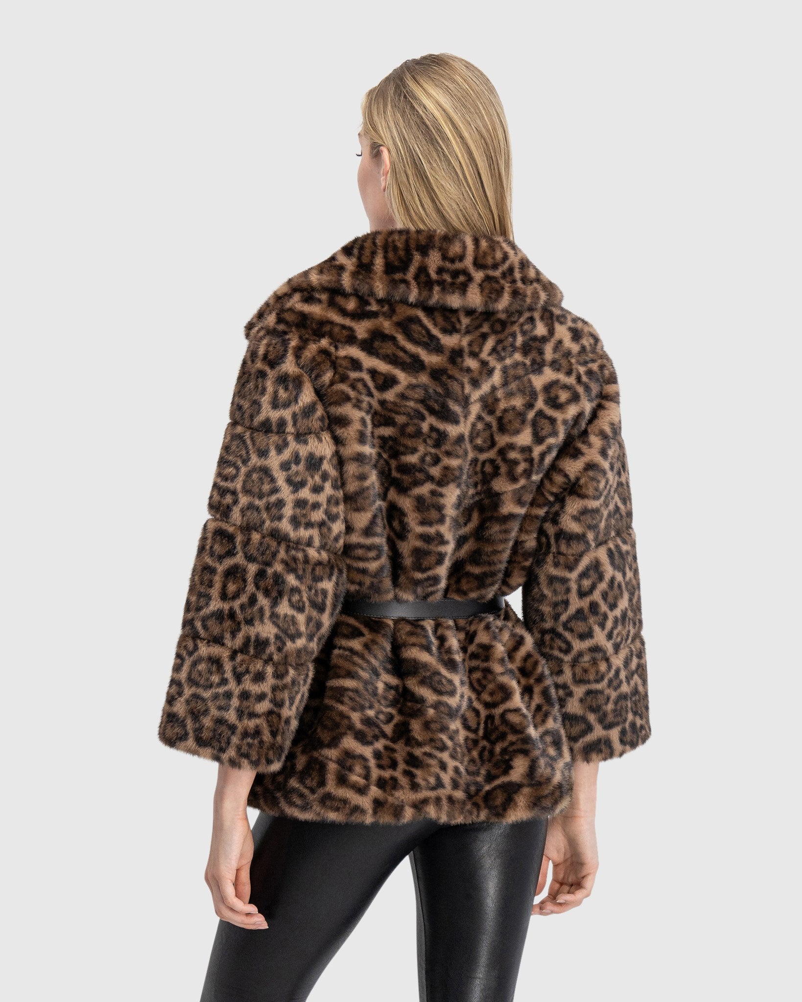 FUR-FREE MINK (FAUX FUR) JACKET, BELT