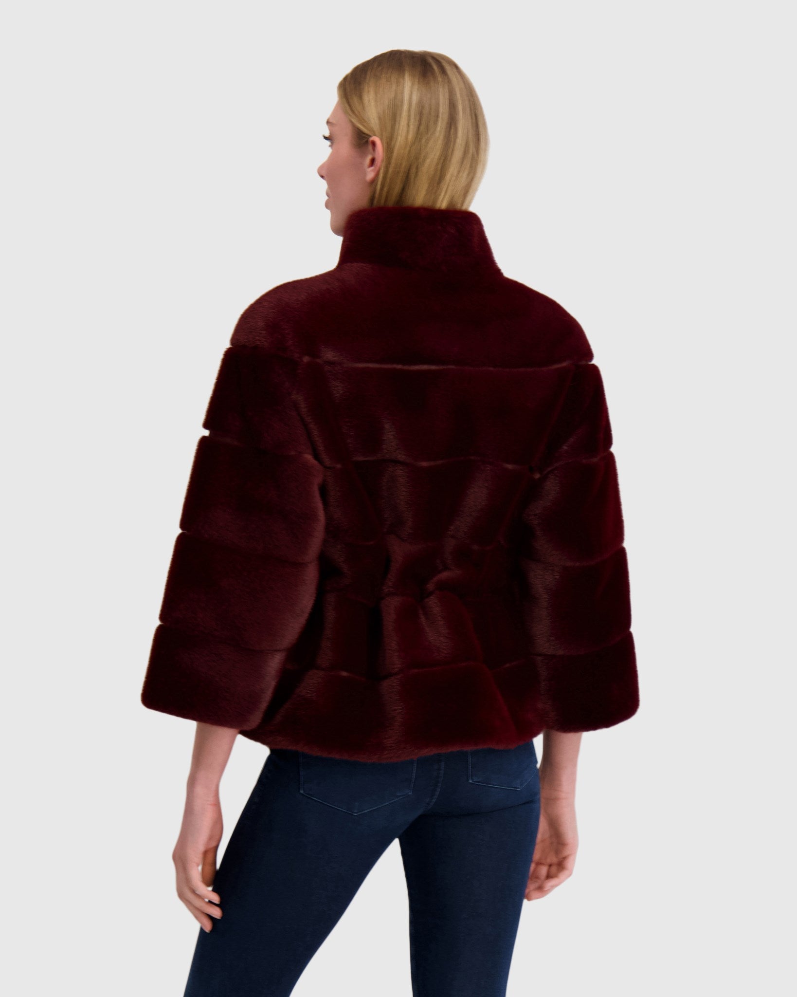 FUR-FREE MINK (FAUX FUR) JACKET, BELT