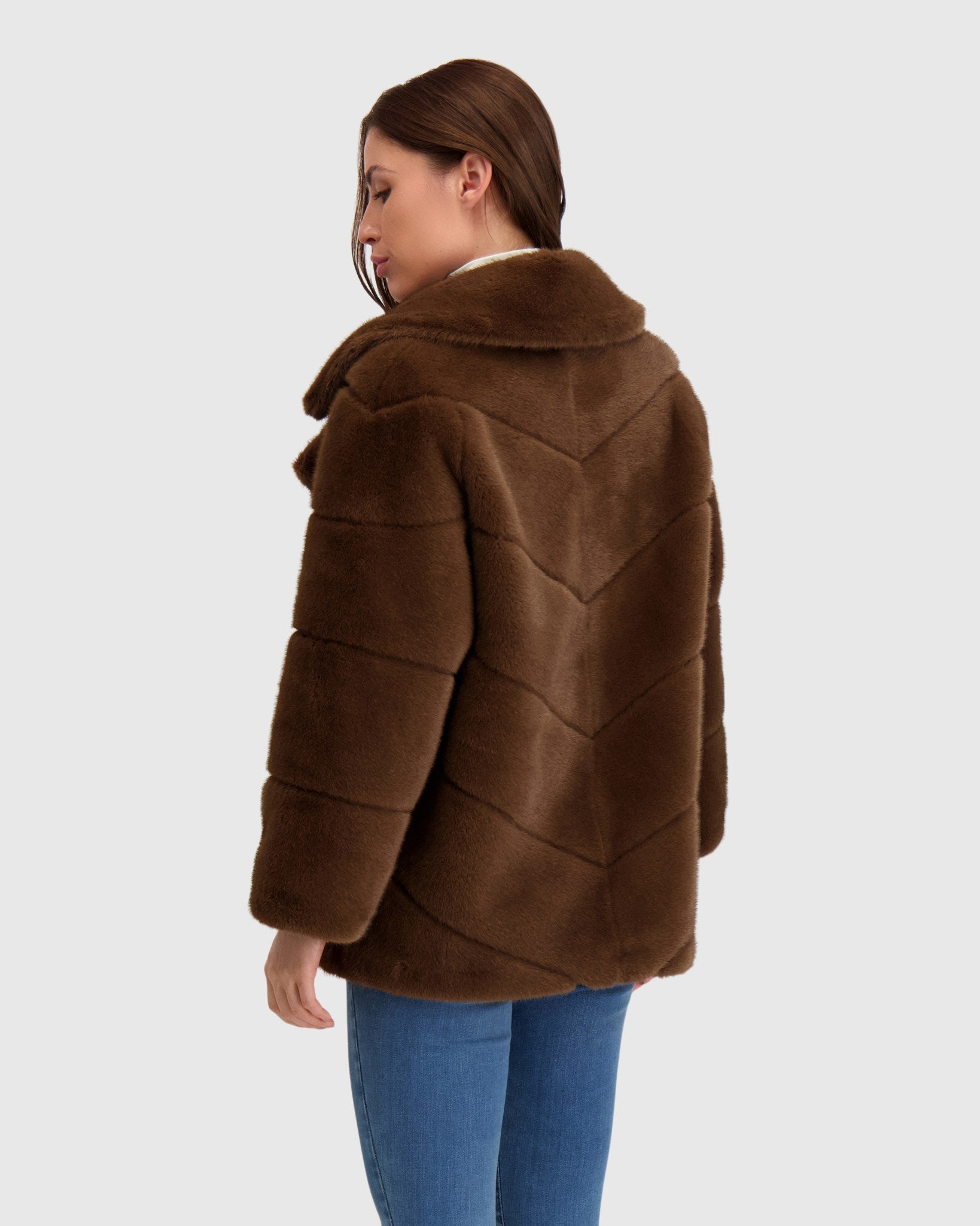 FUR-FREE MINK (FAUX FUR) JACKET, BELT
