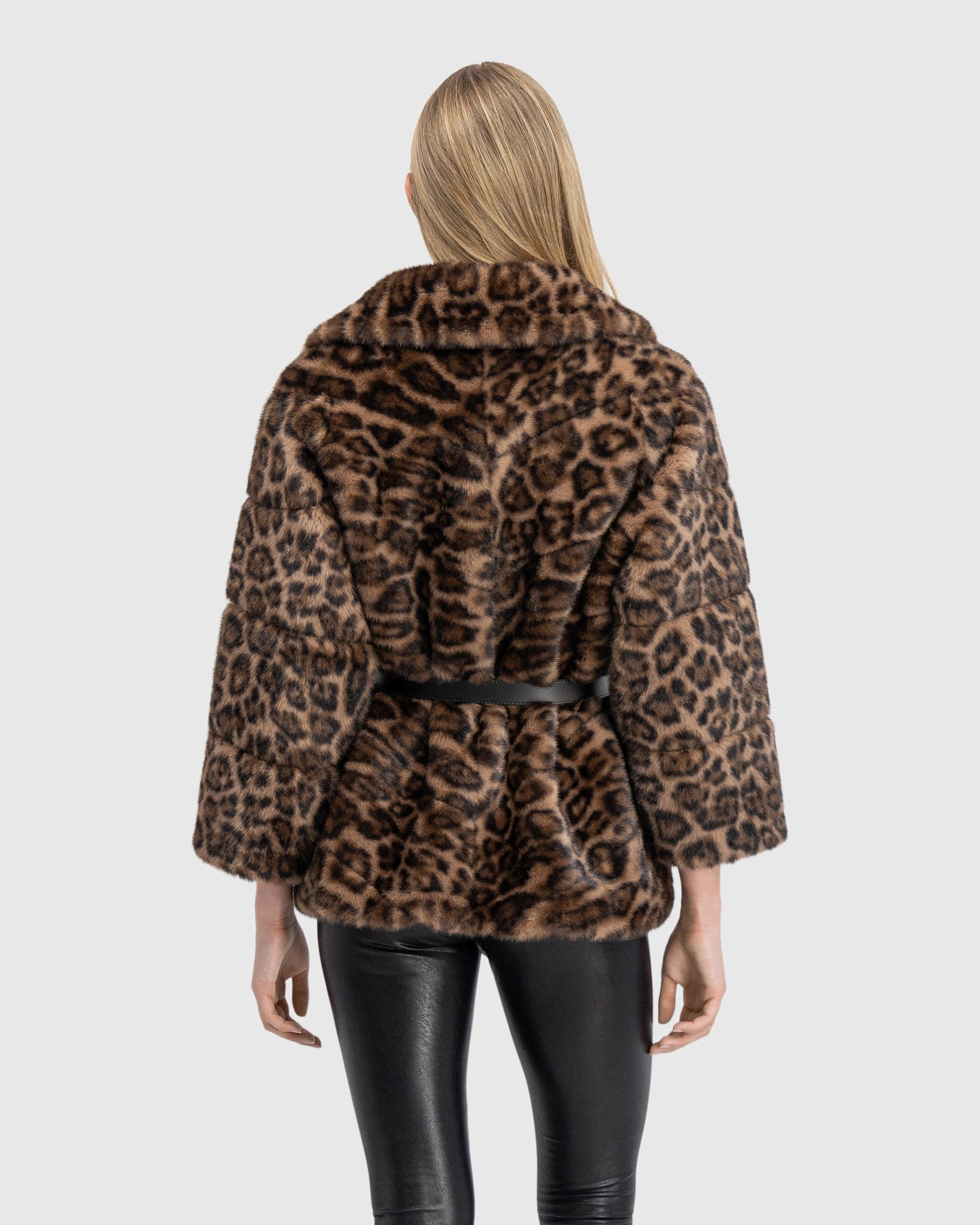 FUR-FREE MINK (FAUX FUR) JACKET, BELT