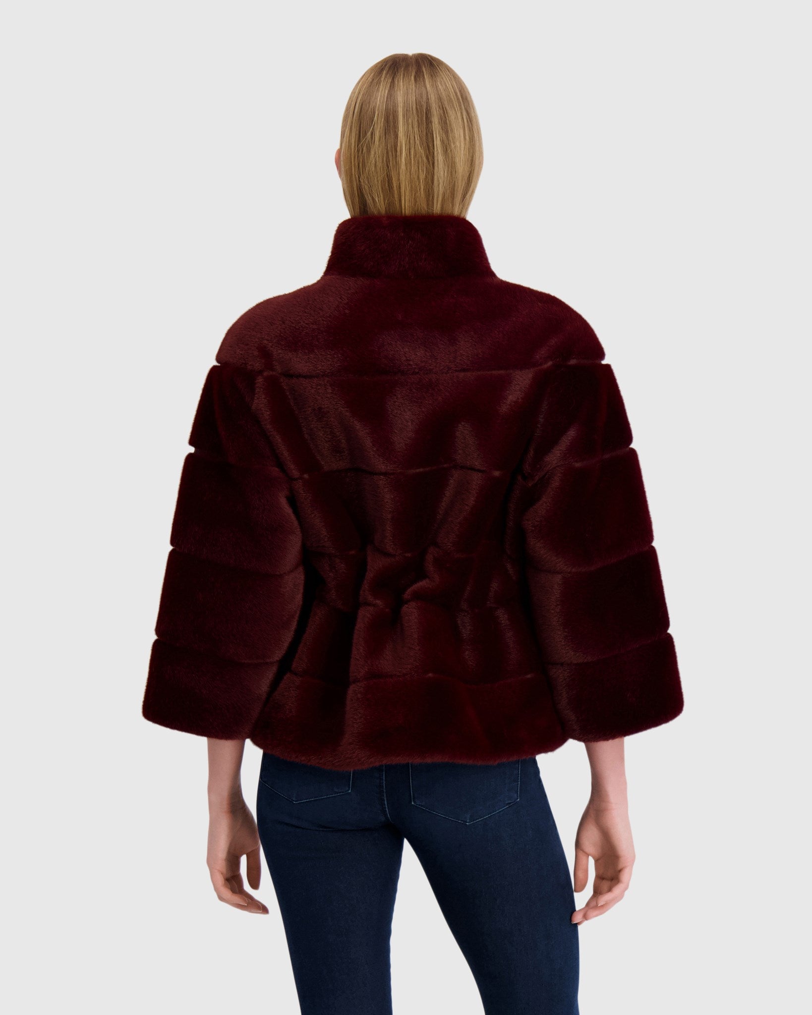 FUR-FREE MINK (FAUX FUR) JACKET, BELT