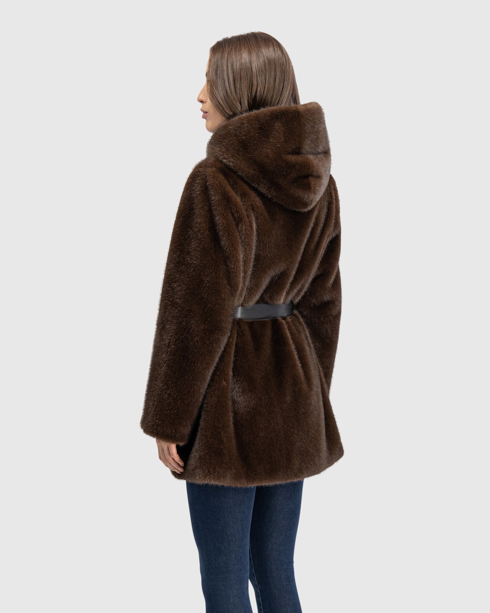 FUR-FREE MINK (FAUX FUR) PARKA, BELT