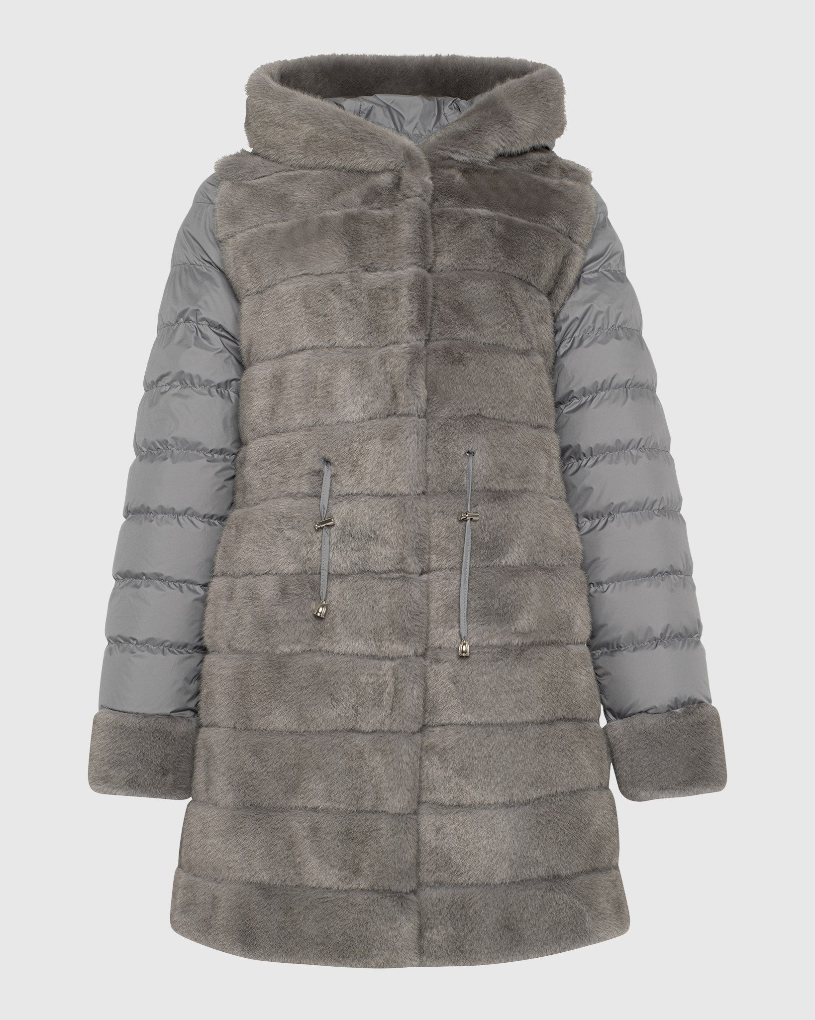 FUR-FREE MINK (FAUX FUR) QUILTED PARKA