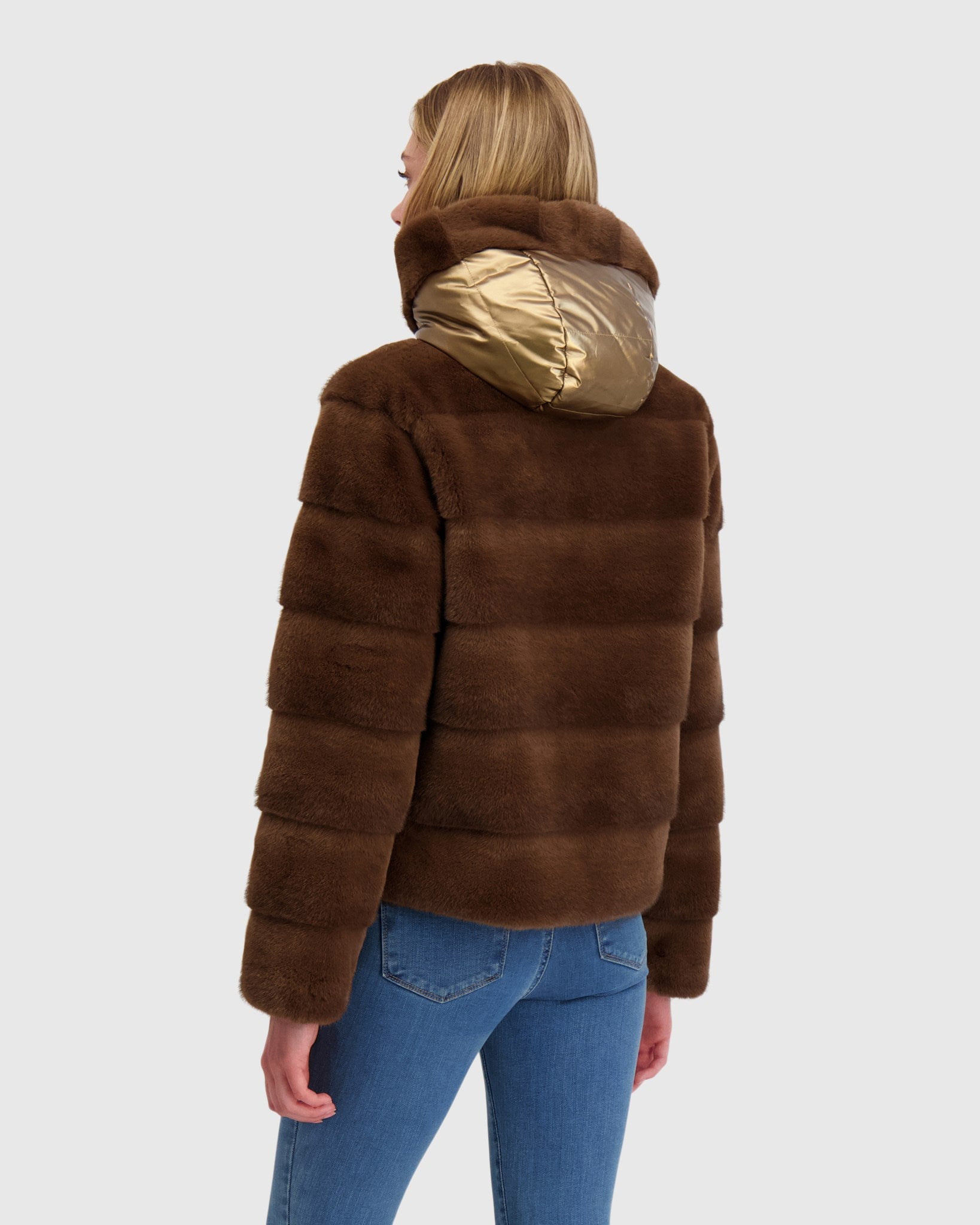 FUR-FREE MINK (FAUX FUR) REVERSIBLE PARKA