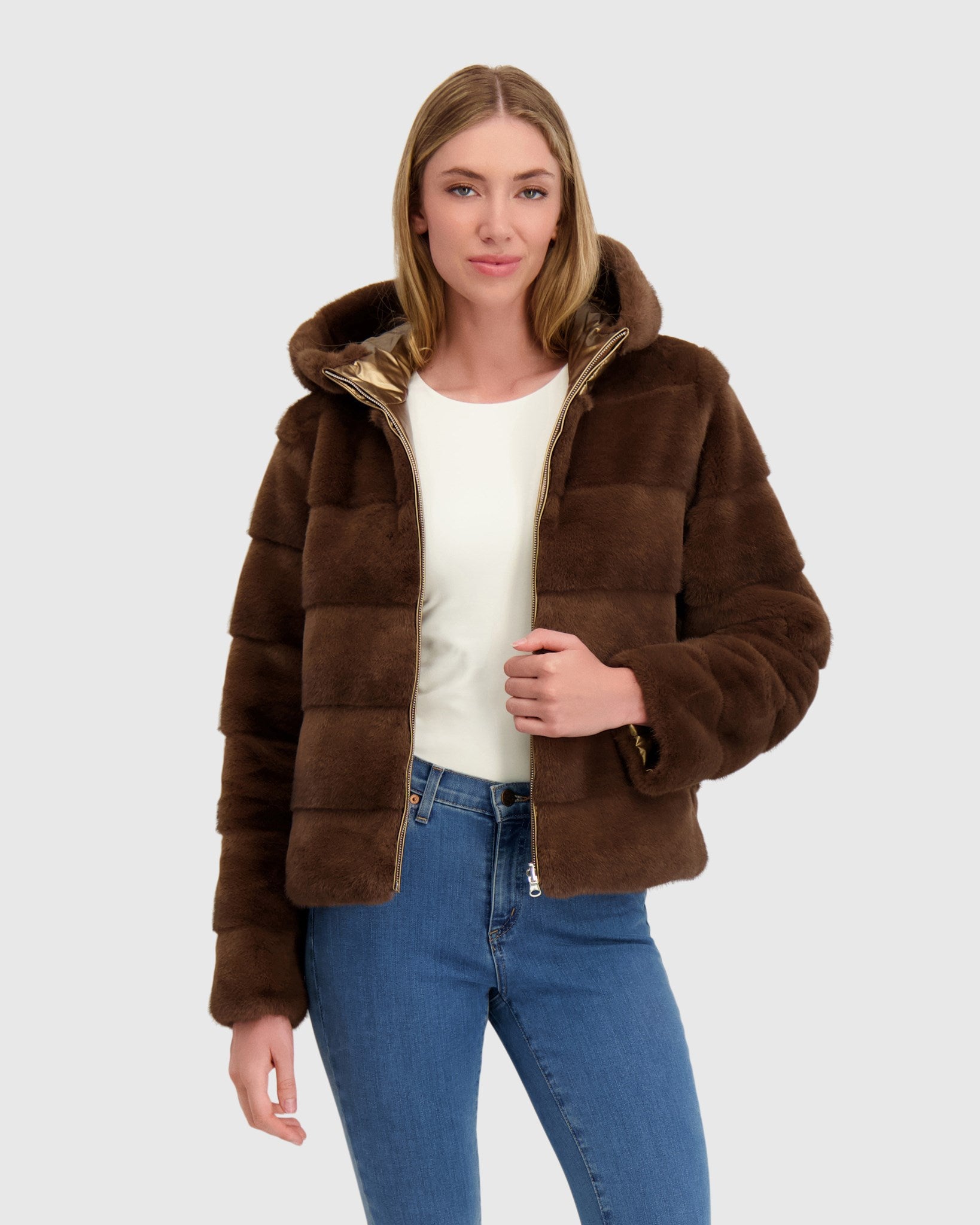 FUR-FREE MINK (FAUX FUR) REVERSIBLE PARKA