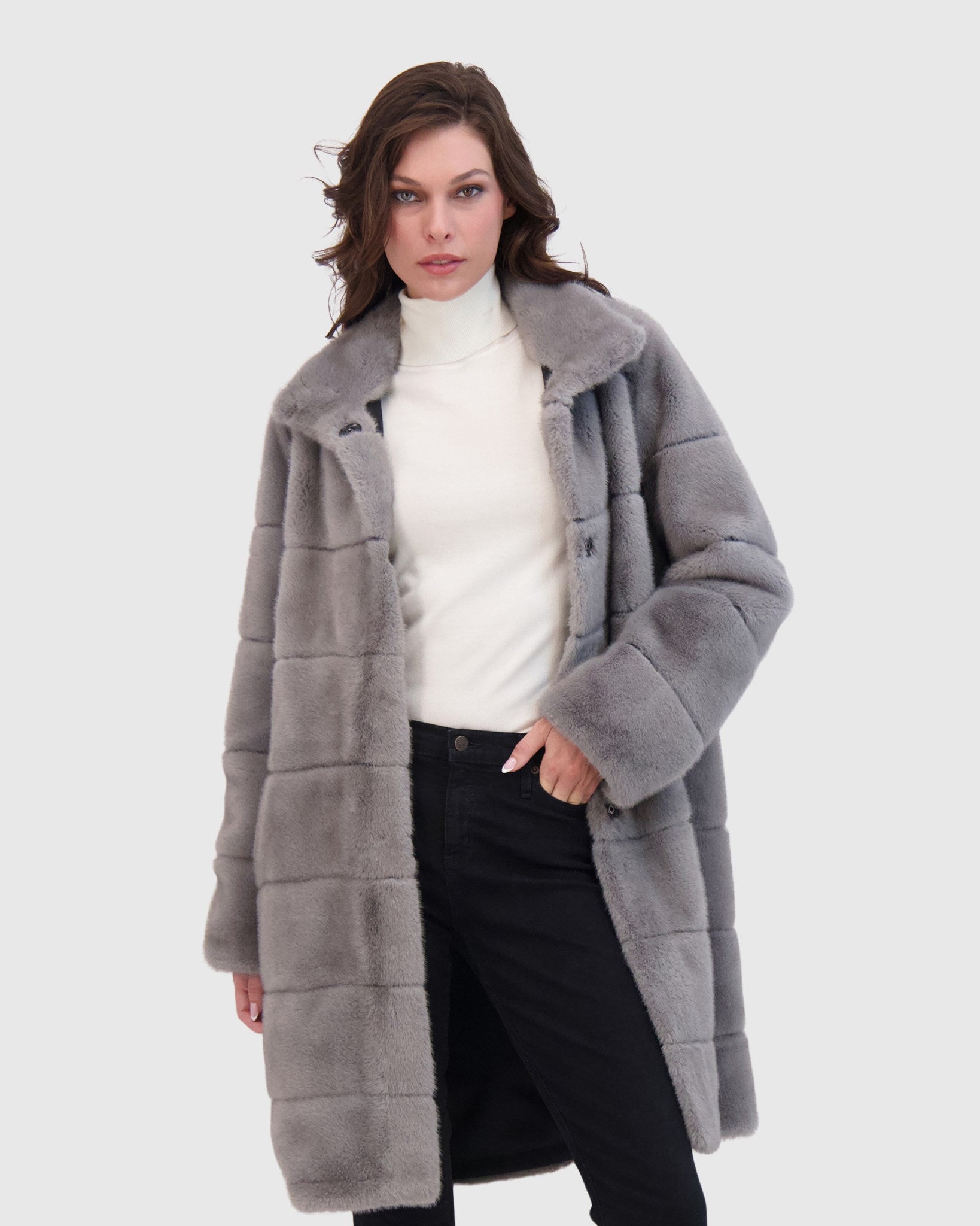 FUR-FREE MINK (FAUX FUR) REVERSIBLE SHORT COAT