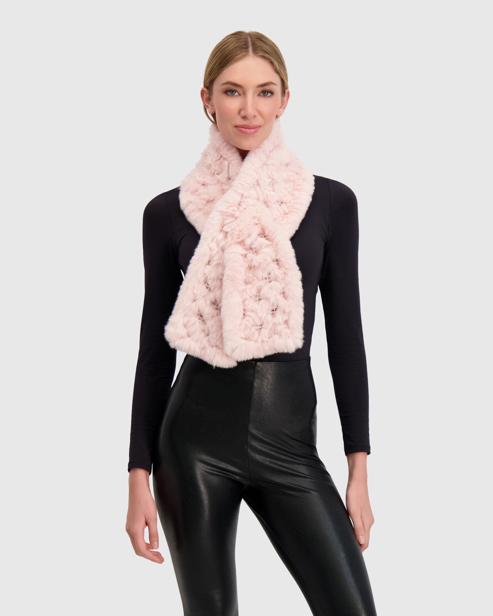 FUR-FREE REX RABBIT (FAUX FUR) KNIT PULL THROUGH SCARF