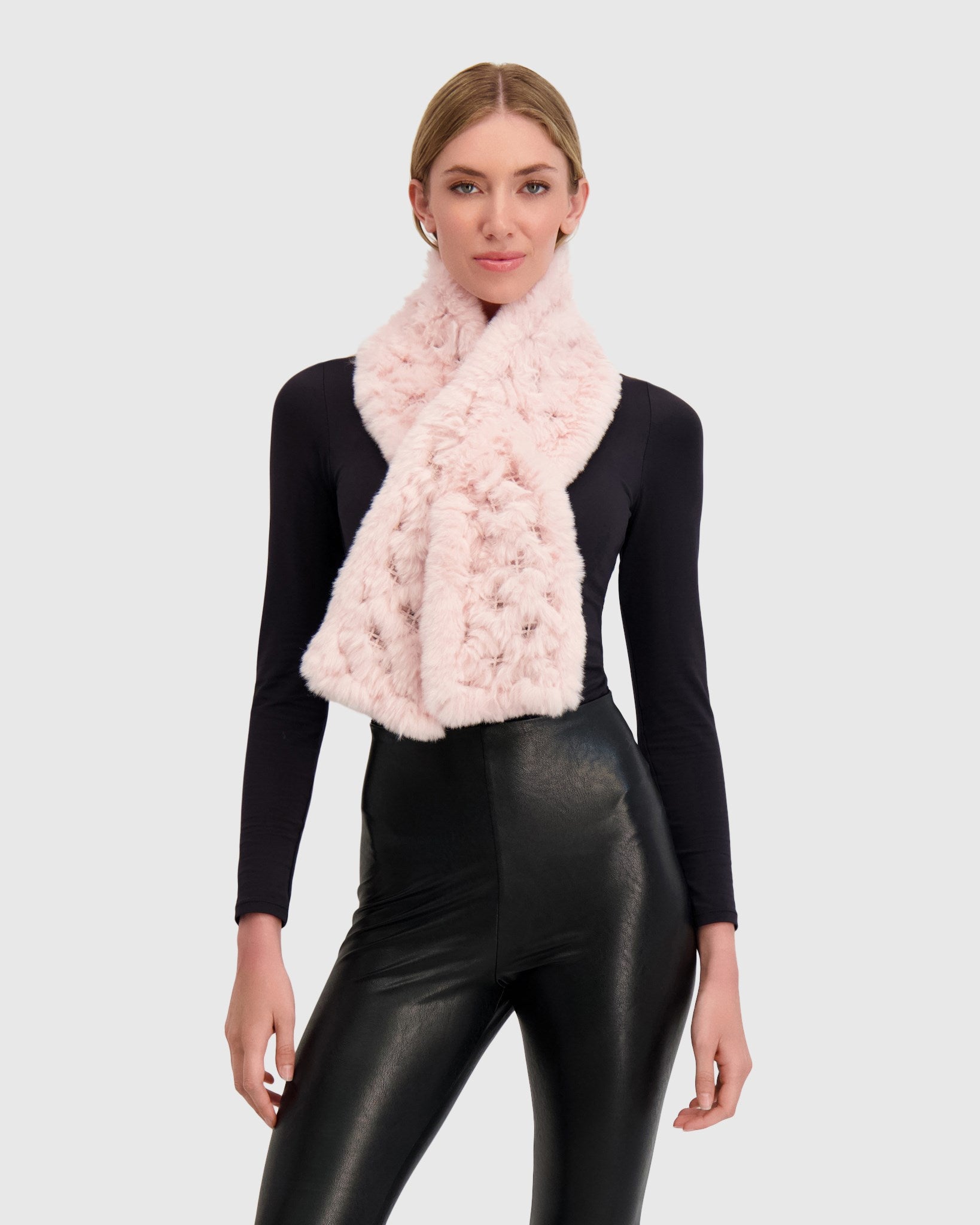 FUR-FREE REX RABBIT (FAUX FUR) KNIT PULL THROUGH SCARF