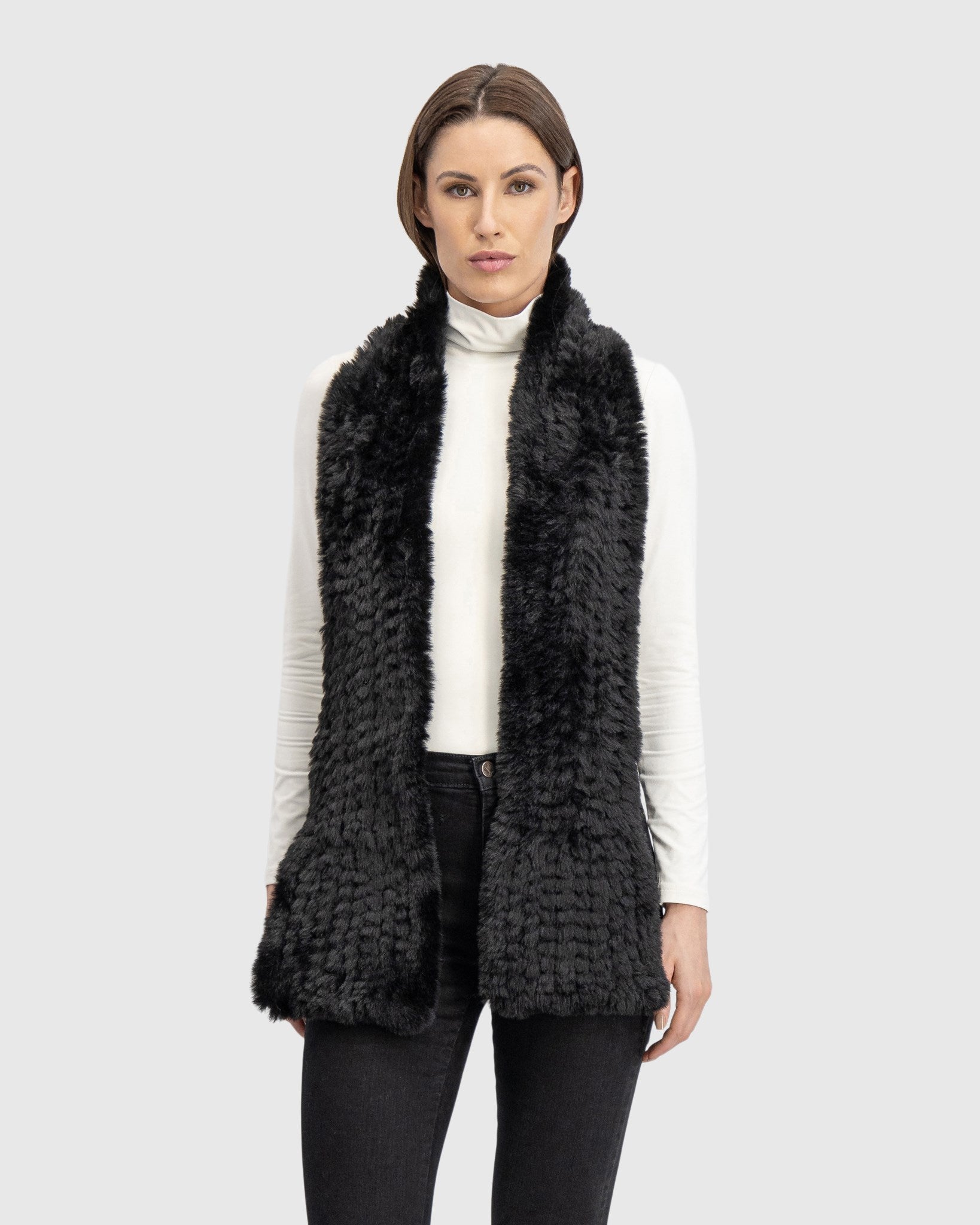 FUR-FREE REX RABBIT (FAUX FUR) KNIT SCARF