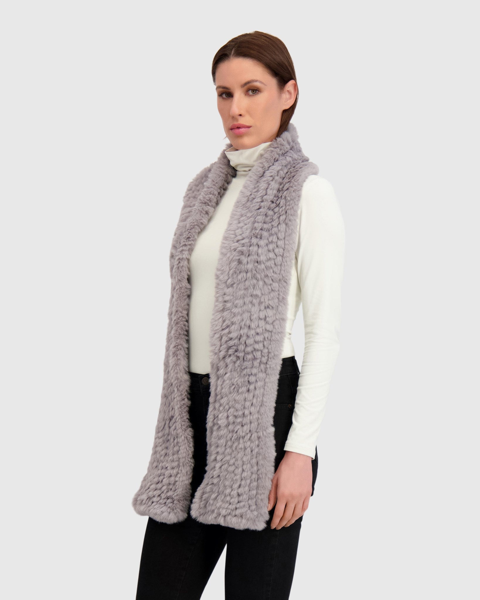 FUR-FREE REX RABBIT (FAUX FUR) KNIT SCARF