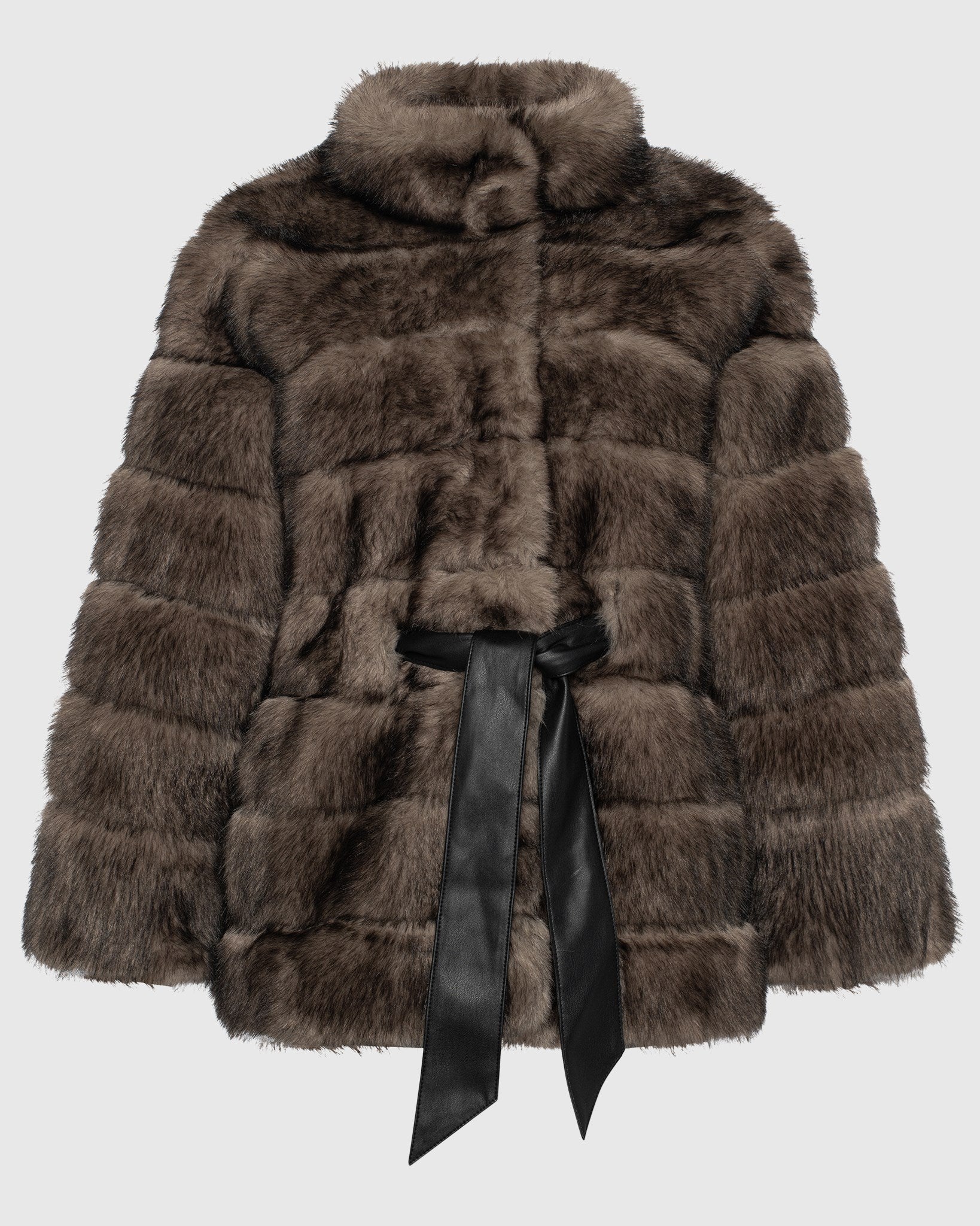 FUR-FREE SABLE (FAUX FUR) JACKET, BELT