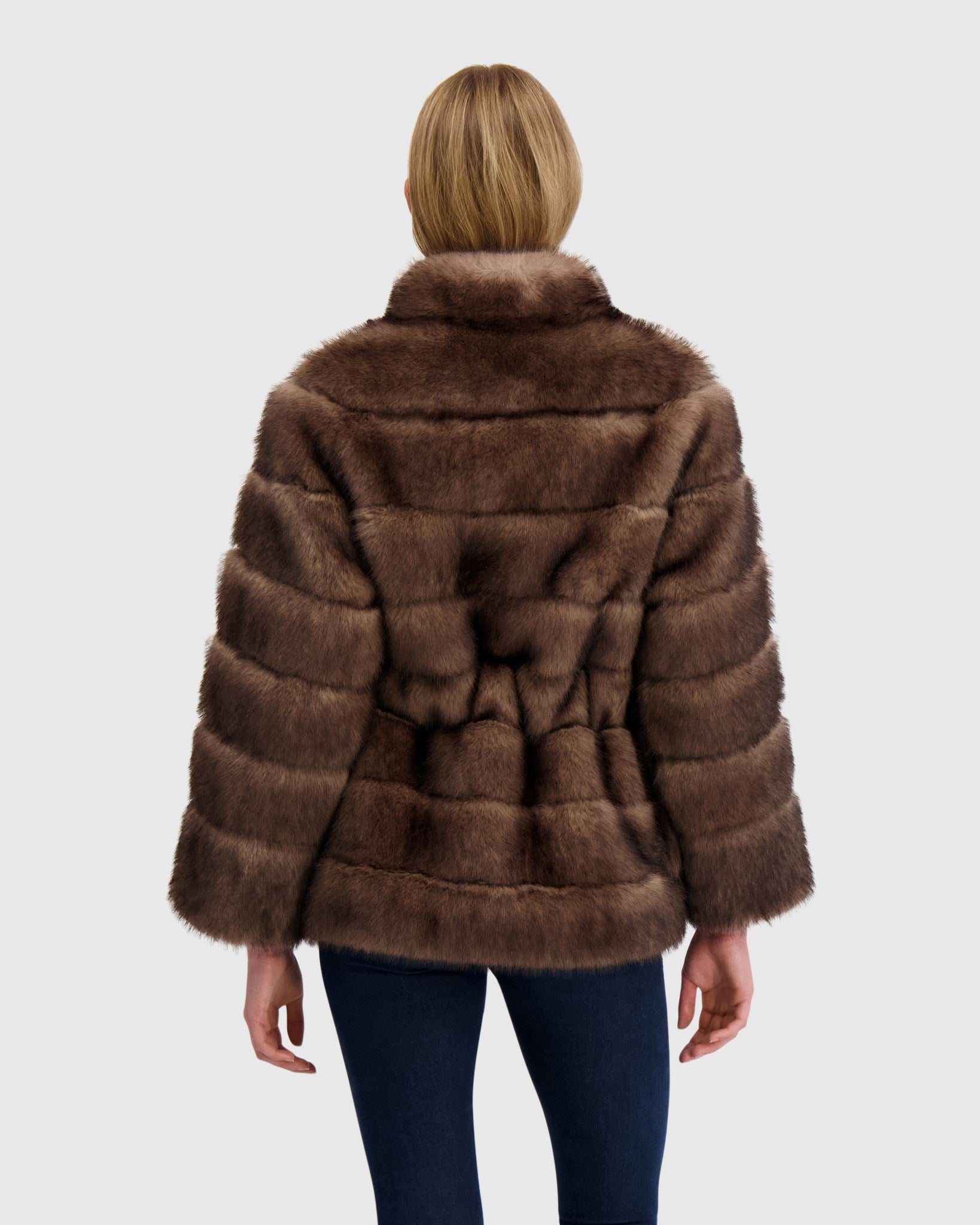 FUR-FREE SABLE (FAUX FUR) JACKET, BELT
