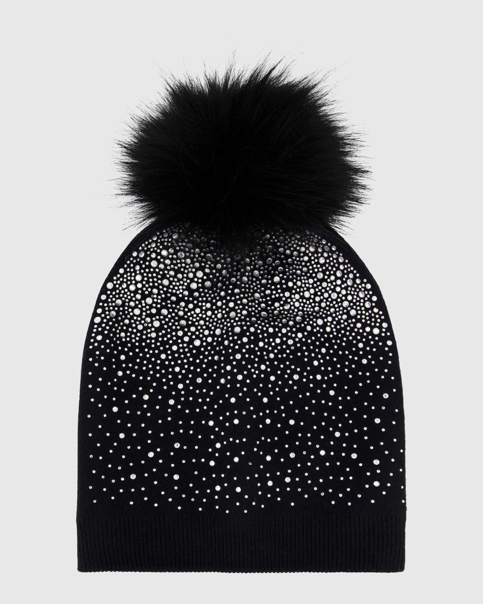 KNIT BEANIE HAT WITH FUR-FREE FOX (FAUX FUR) POMPOM