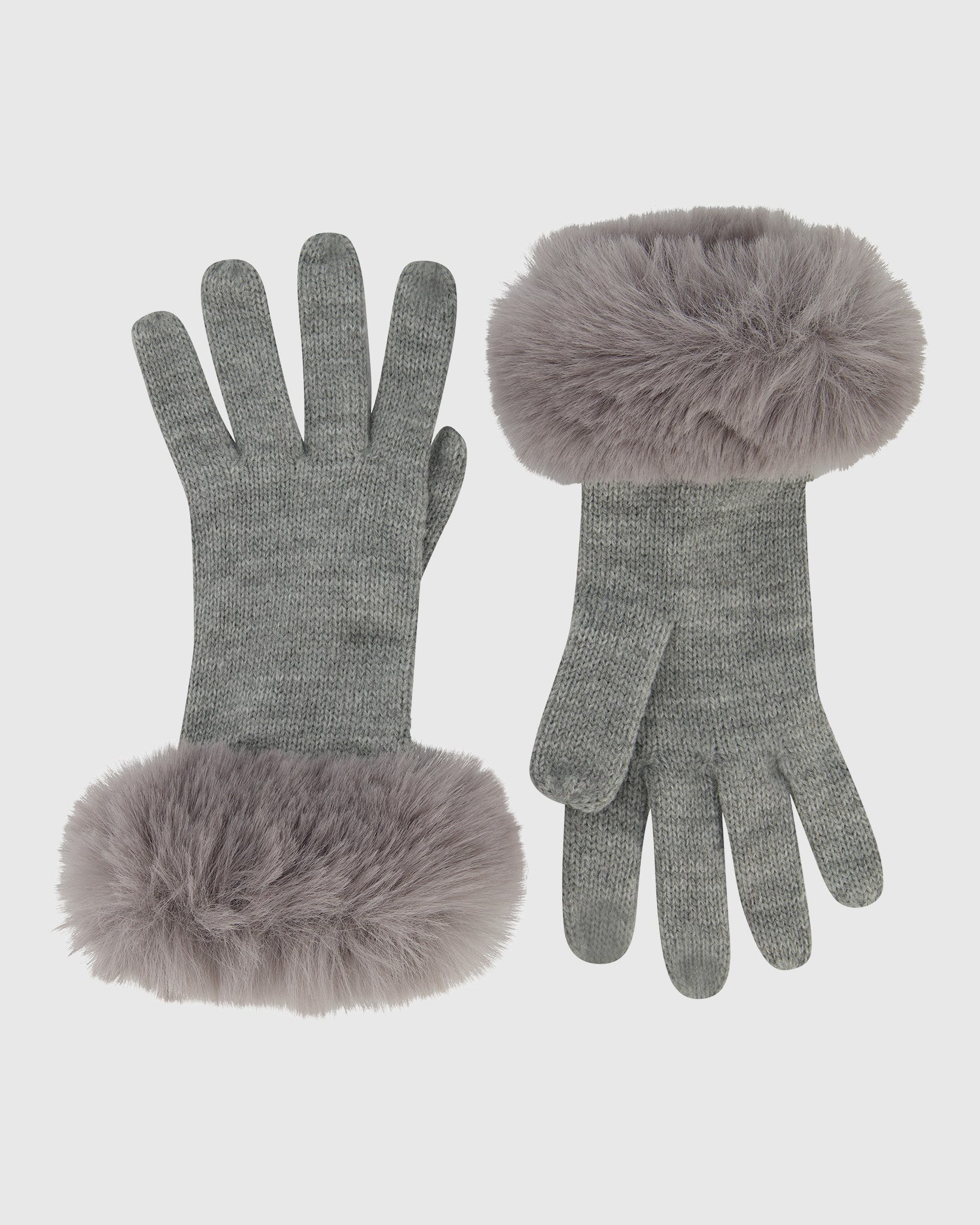 KNIT GLOVES WITH FUR-FREE FOX (FAUX FUR) TRIM